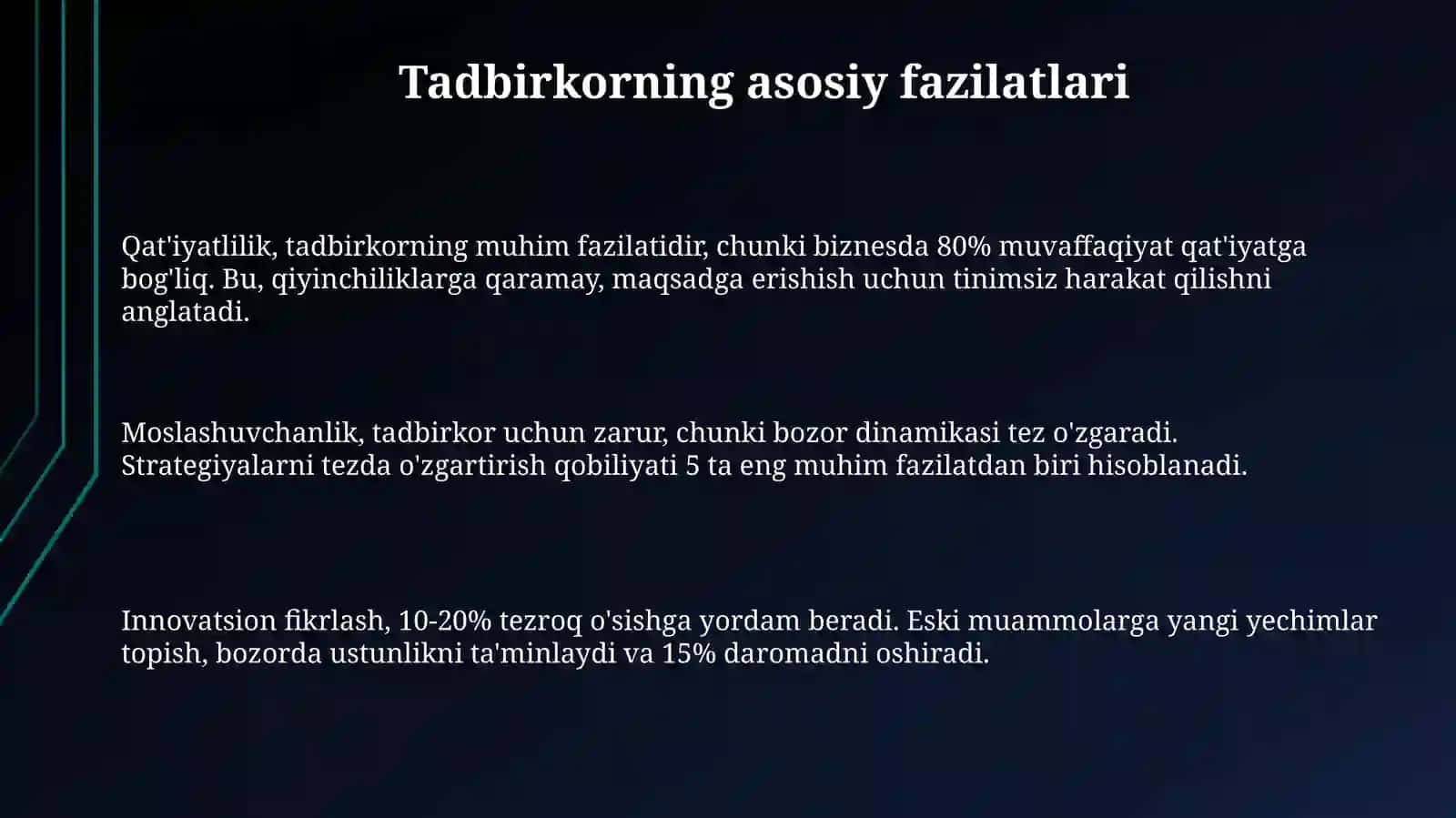 Tadbirkorning asosiy sifatlari va ma’sulyati 3