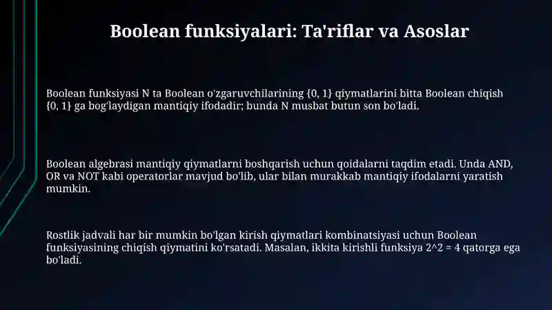 Boolean funksiyalari va elementar bulfunksiyalari 3