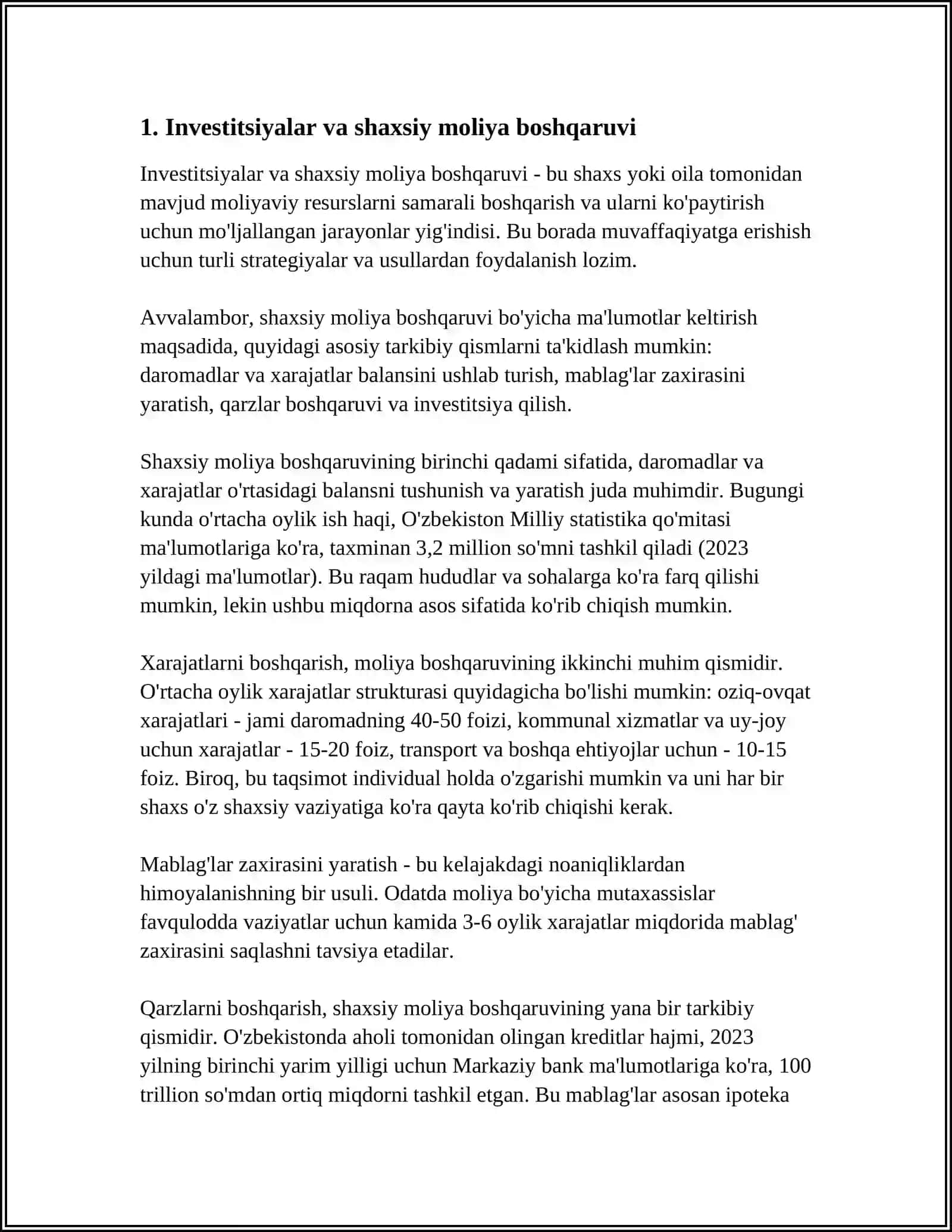 INVESTITSIYALARNING SHAXSIY MOLIYA BOSHQARUVIDAGI AHAMYAT 3