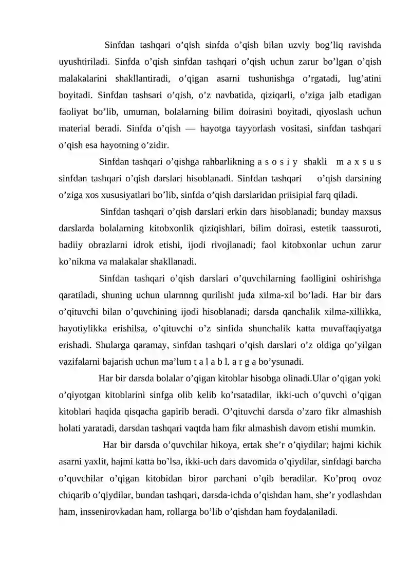 Sinfdan tashqari o’qish usuliyoti 3