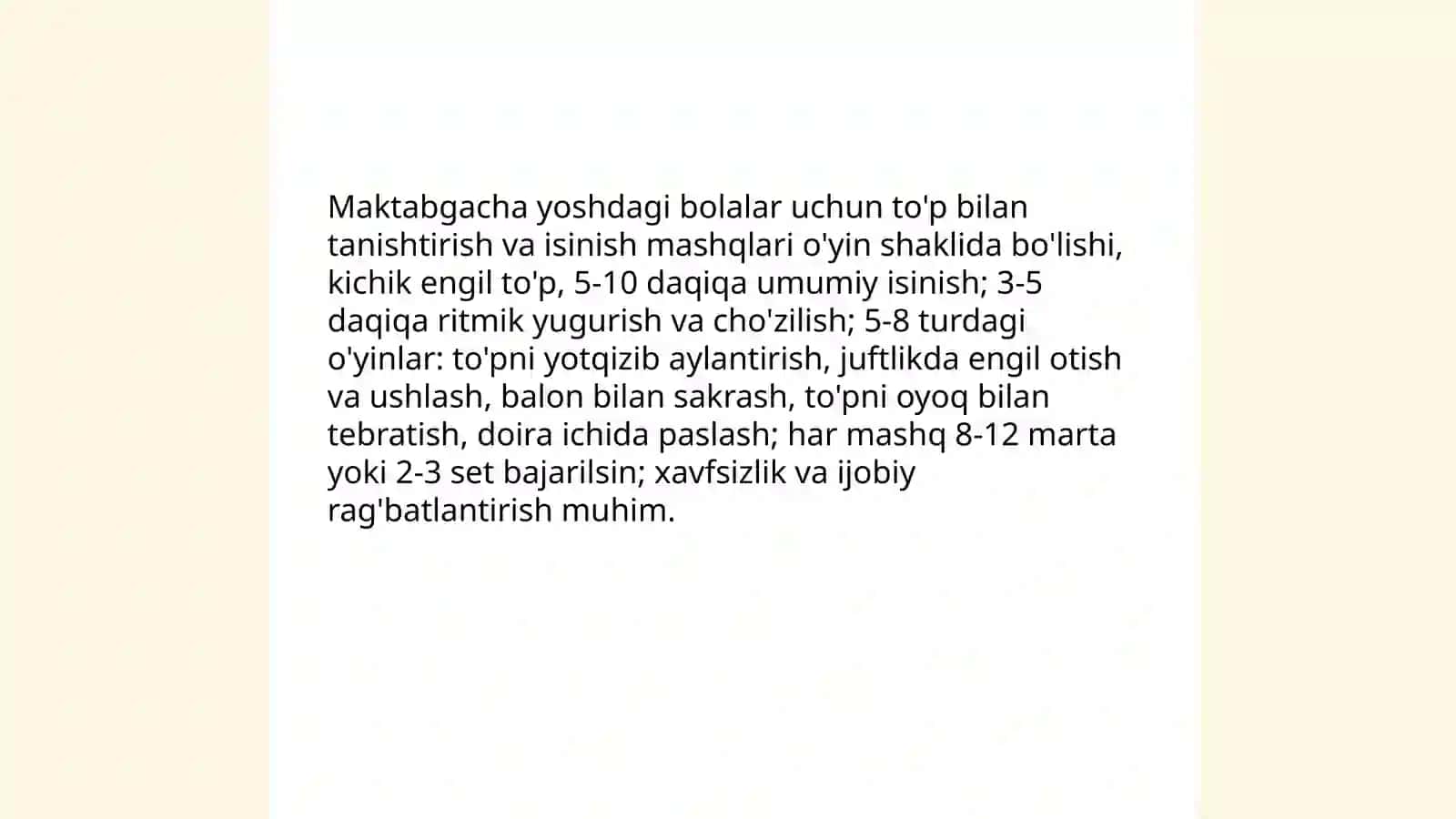 Maktabgacha yoshdagi bolalarga voleybol oʻyinida toʻpni boshqarishning dastlabki texnik usullarini oʻrgatish 3