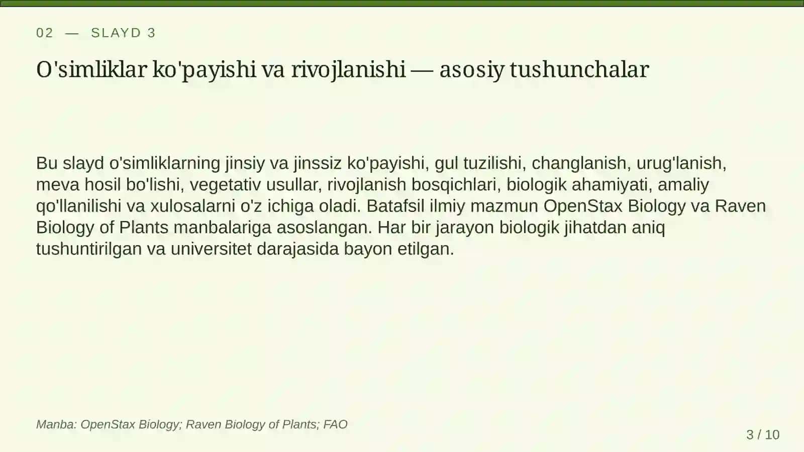 O'simliklarning ko'payishi va rivojlanishi 3