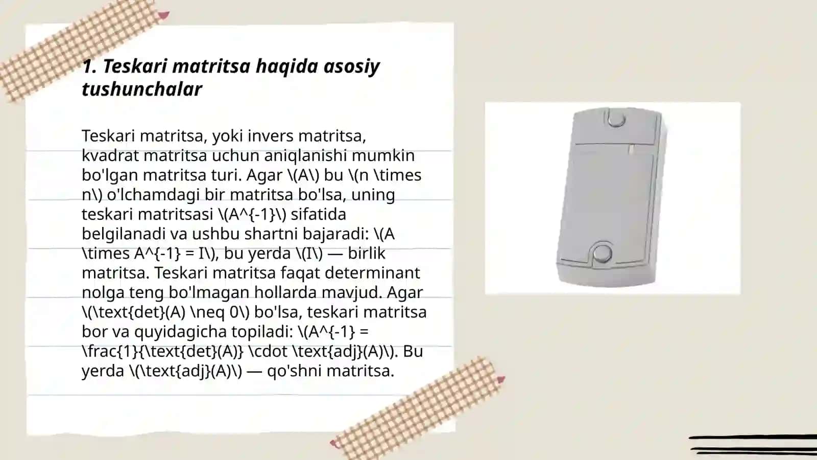 Teskari matritsa, matritsa rangi 3