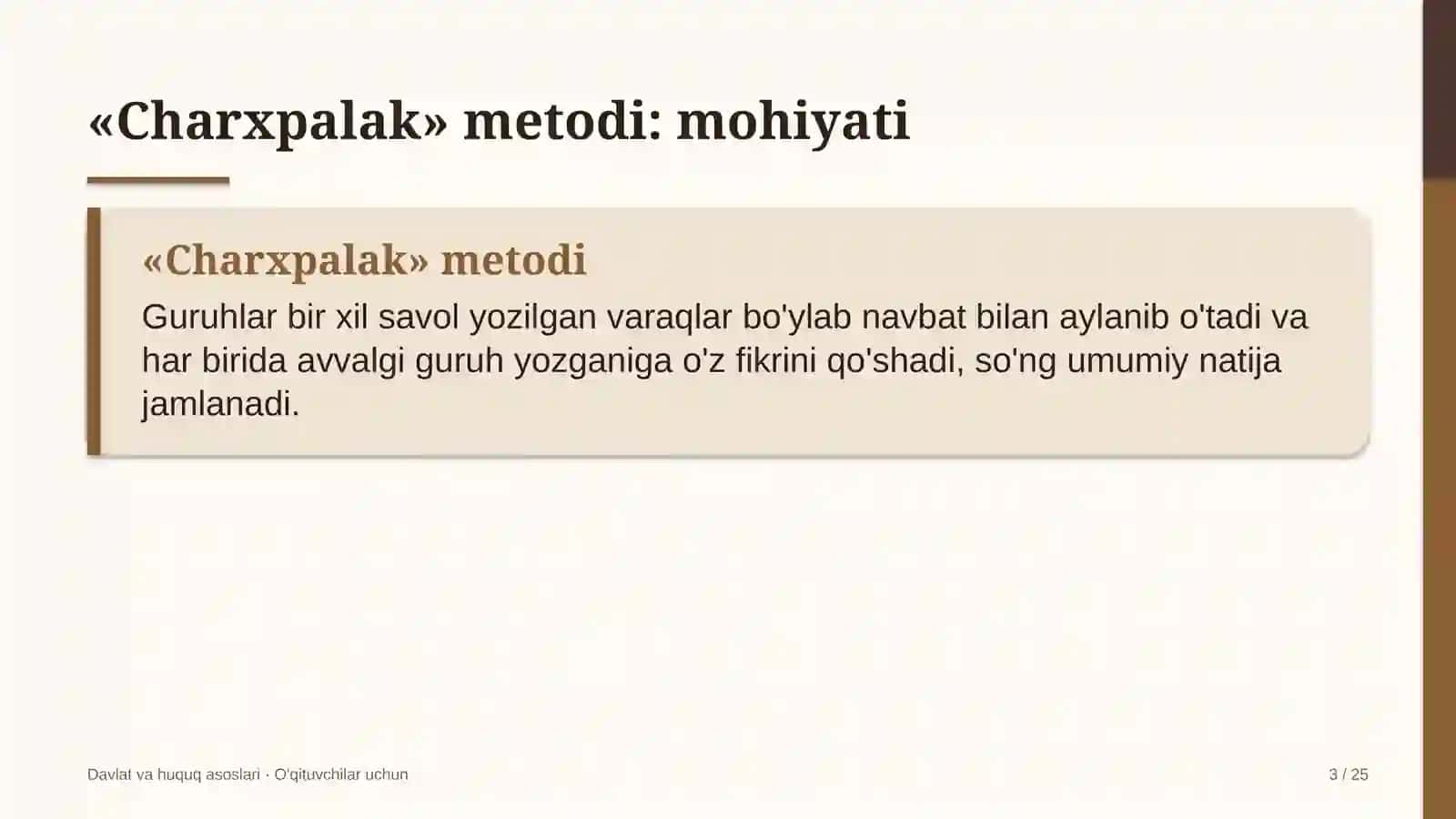 davlat va huquq asoslari darslarida charxpalak metodidan foydalanish 1171 3