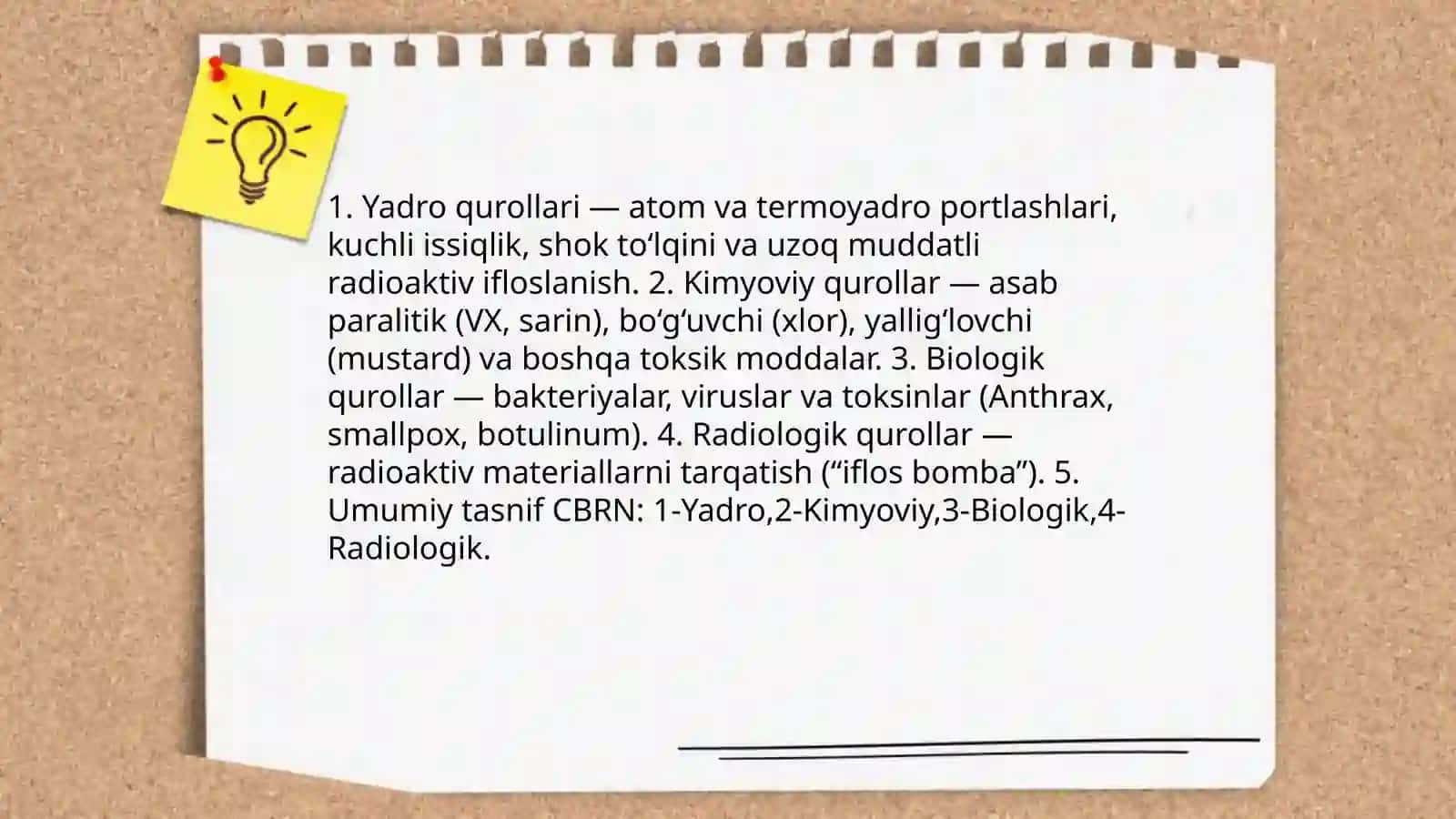 Ommaviy qirgʻin qurollarning tasnifi 3