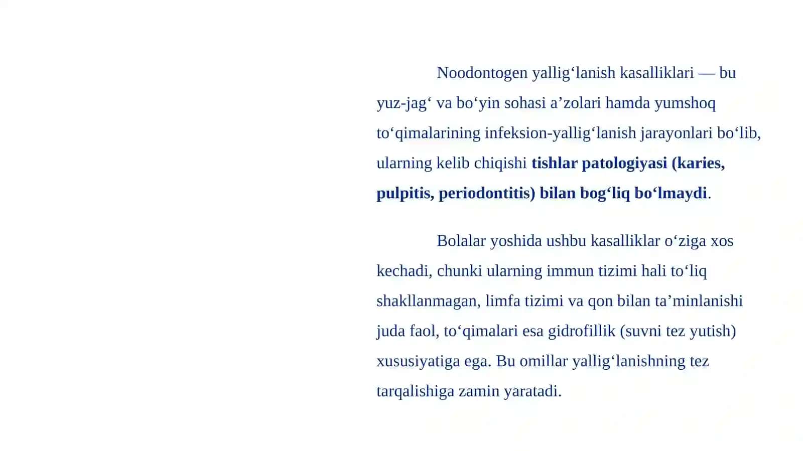 NOODONTOGEN YALLIG‘LANISH KASALLIKLARI TEKSHIRISH VA DAVOLASH 3