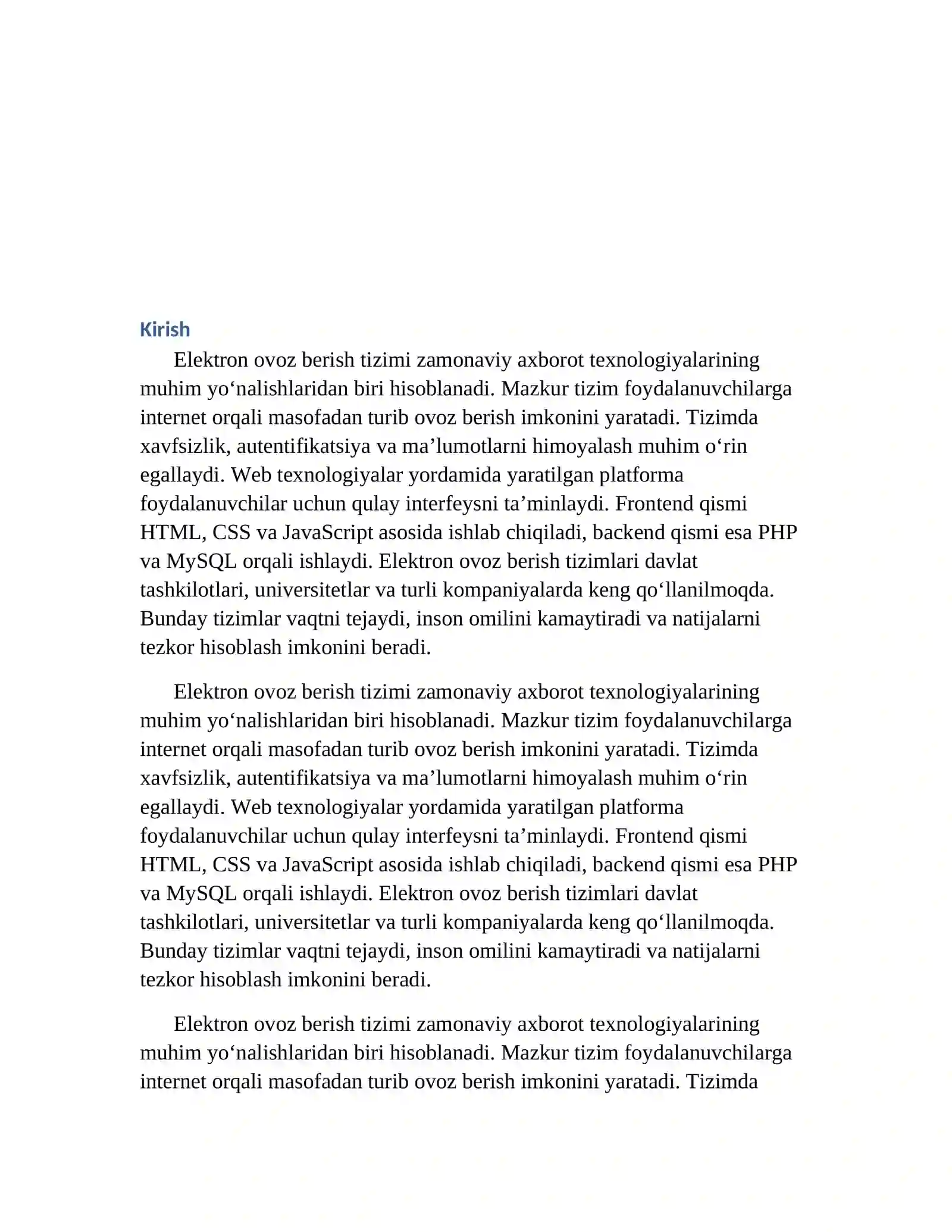Elektron ovoz berish tizimi web saytini yaratish 3