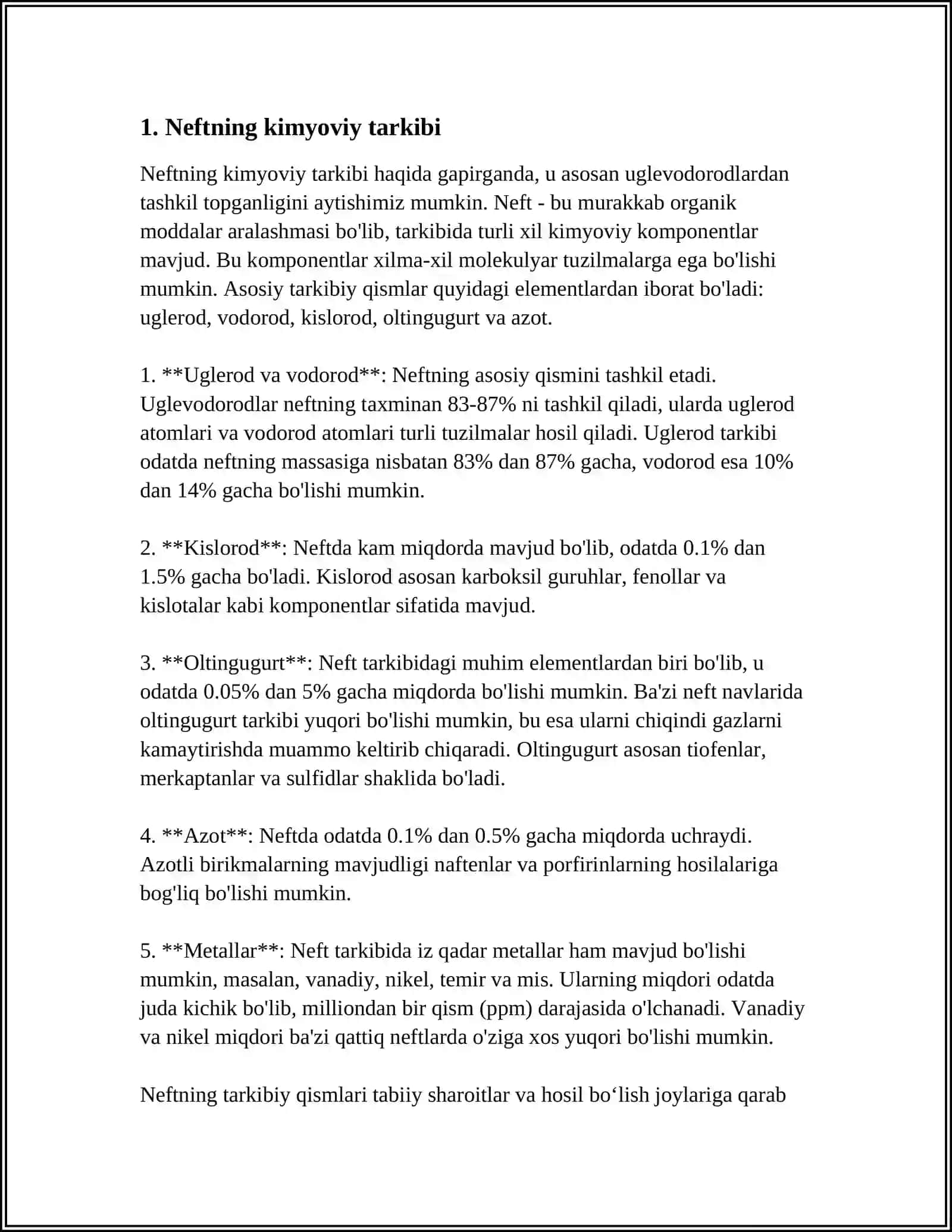 ORGANIK BIRIKMALARNI HOM ASHIYO MANBALARI, NEFT TOSH KOMIR, GAZ 3