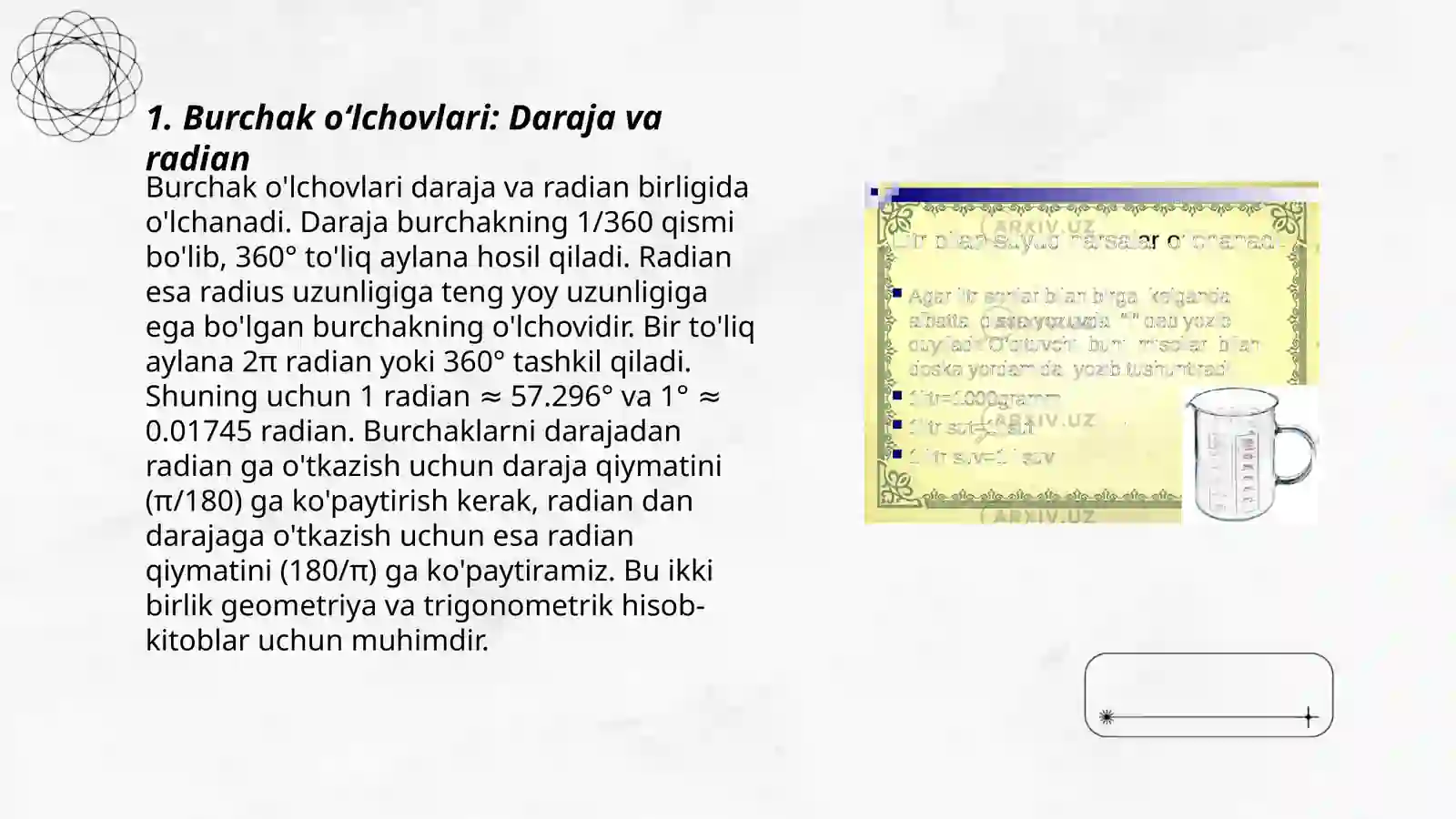 Burchak o'lchovlari turlari 3
