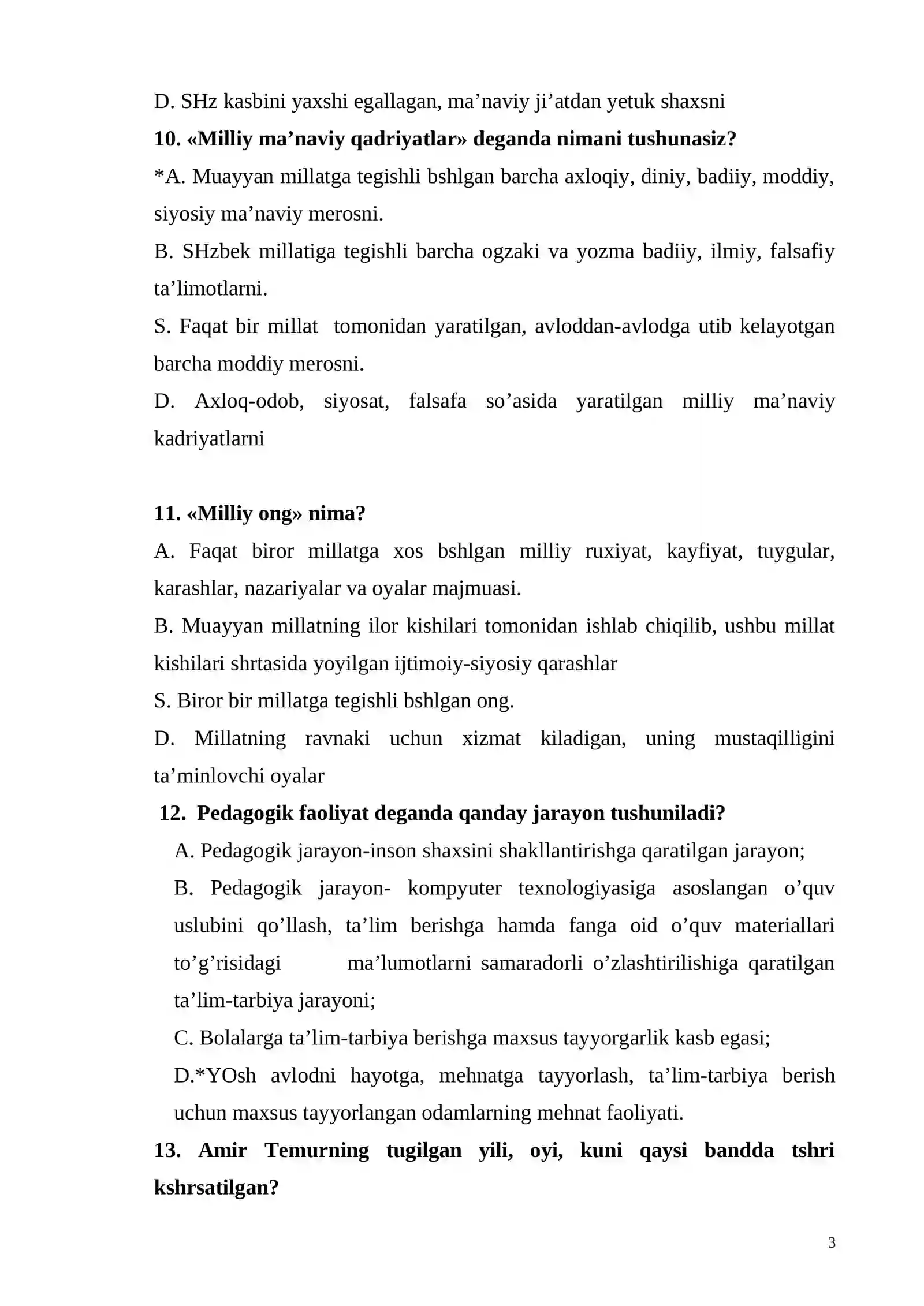 Test variantlari 3