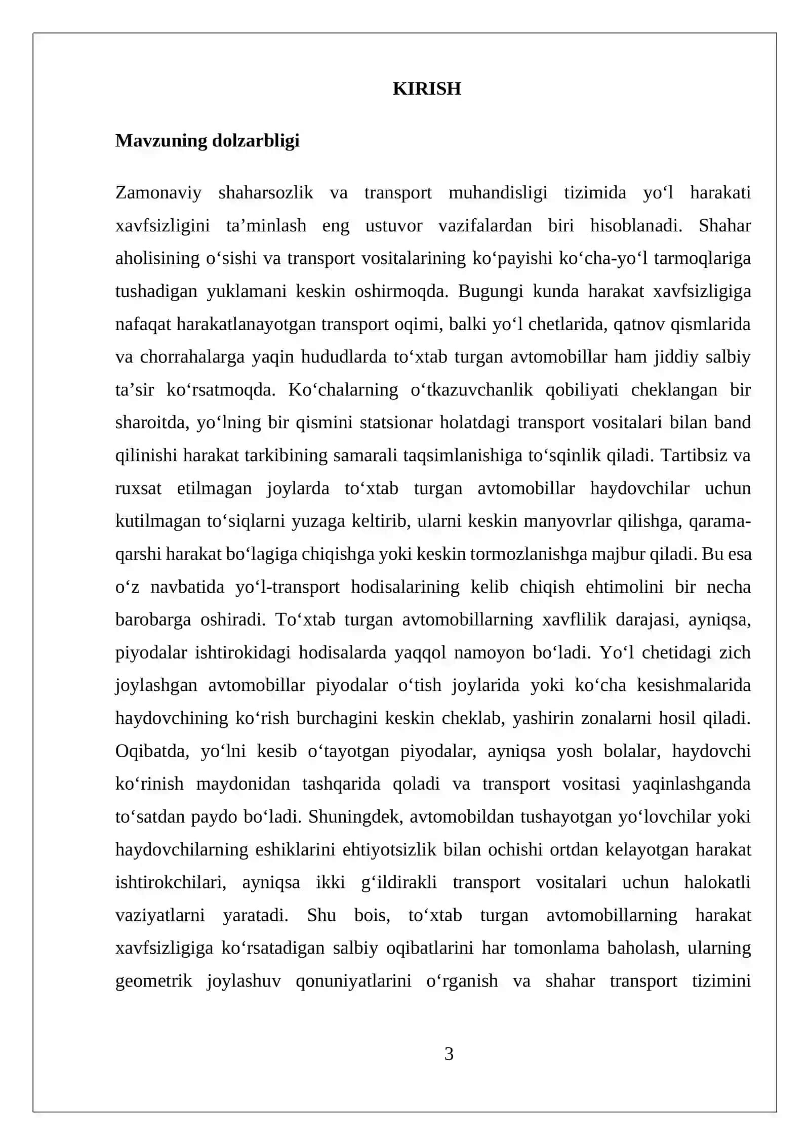 TO‘XTAB TURGAN AVTOMABILLARNING HARAKAT XAVSIZLIGIGA TA’SIRI 3
