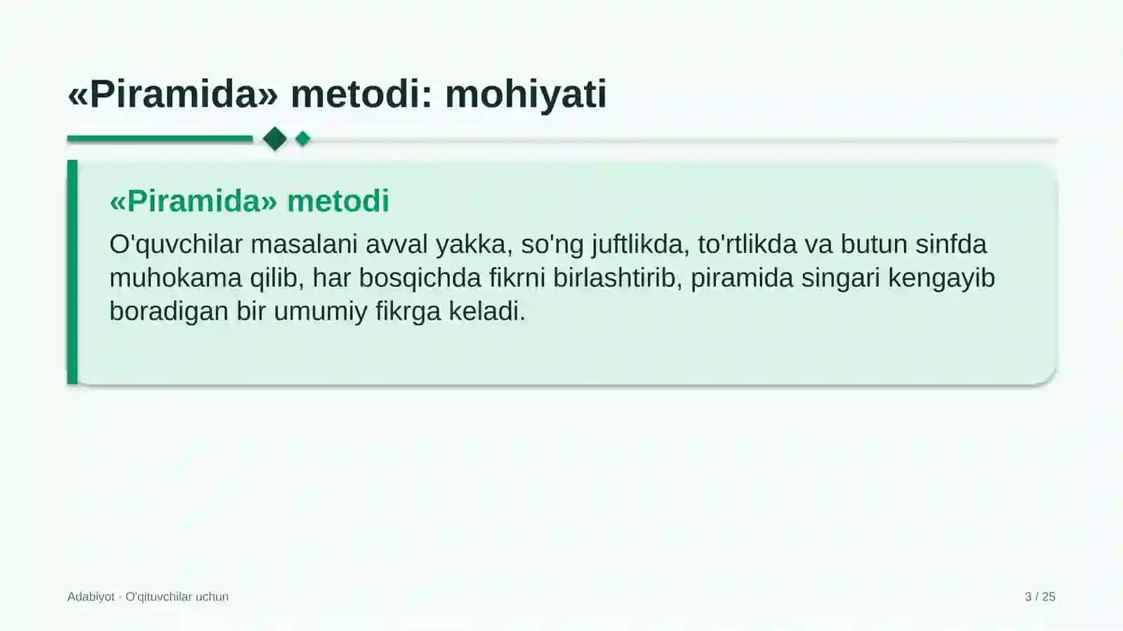 adabiyot darslarida piramida metodidan foydalanish 5176 3