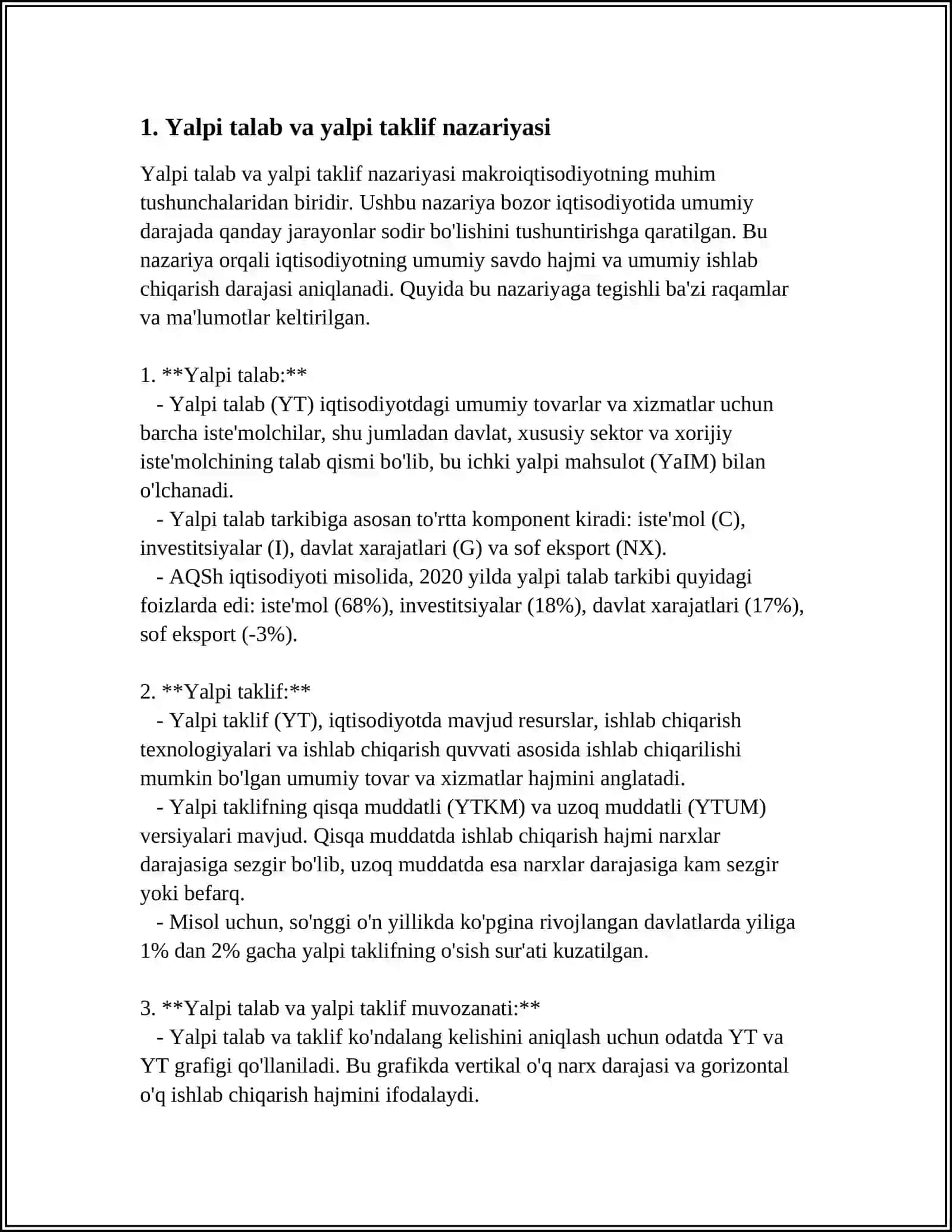 Yalpi talab va yalpi taklif nazariyasi 3