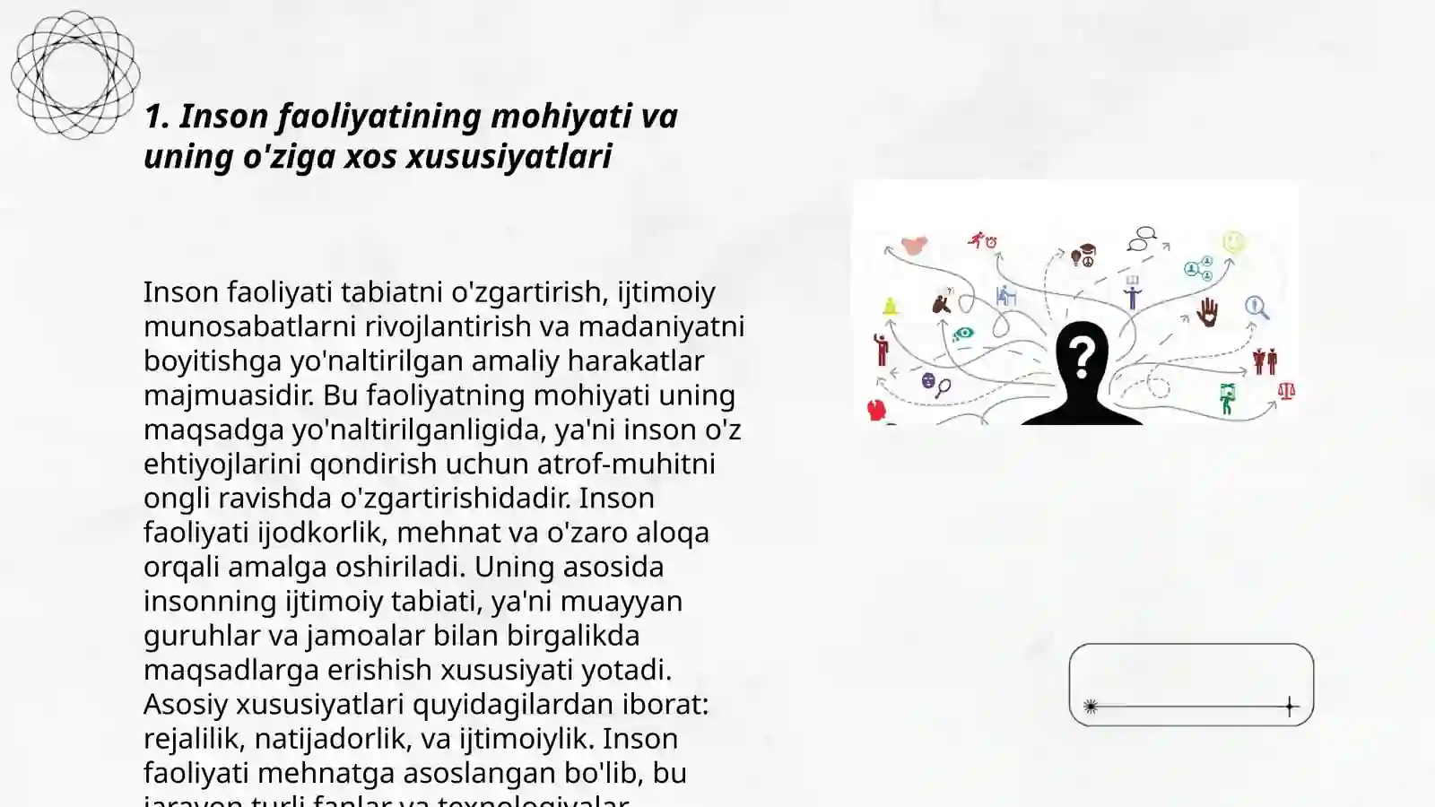Inson faoliyatining tuzilishi vaqt uning turlari haqida 3