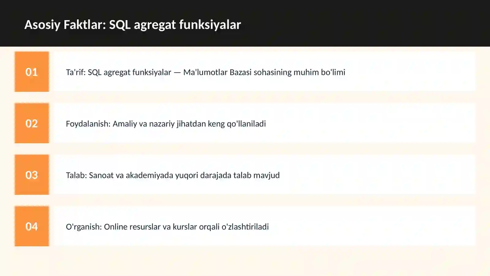 SQL agregat funksiyalar 3