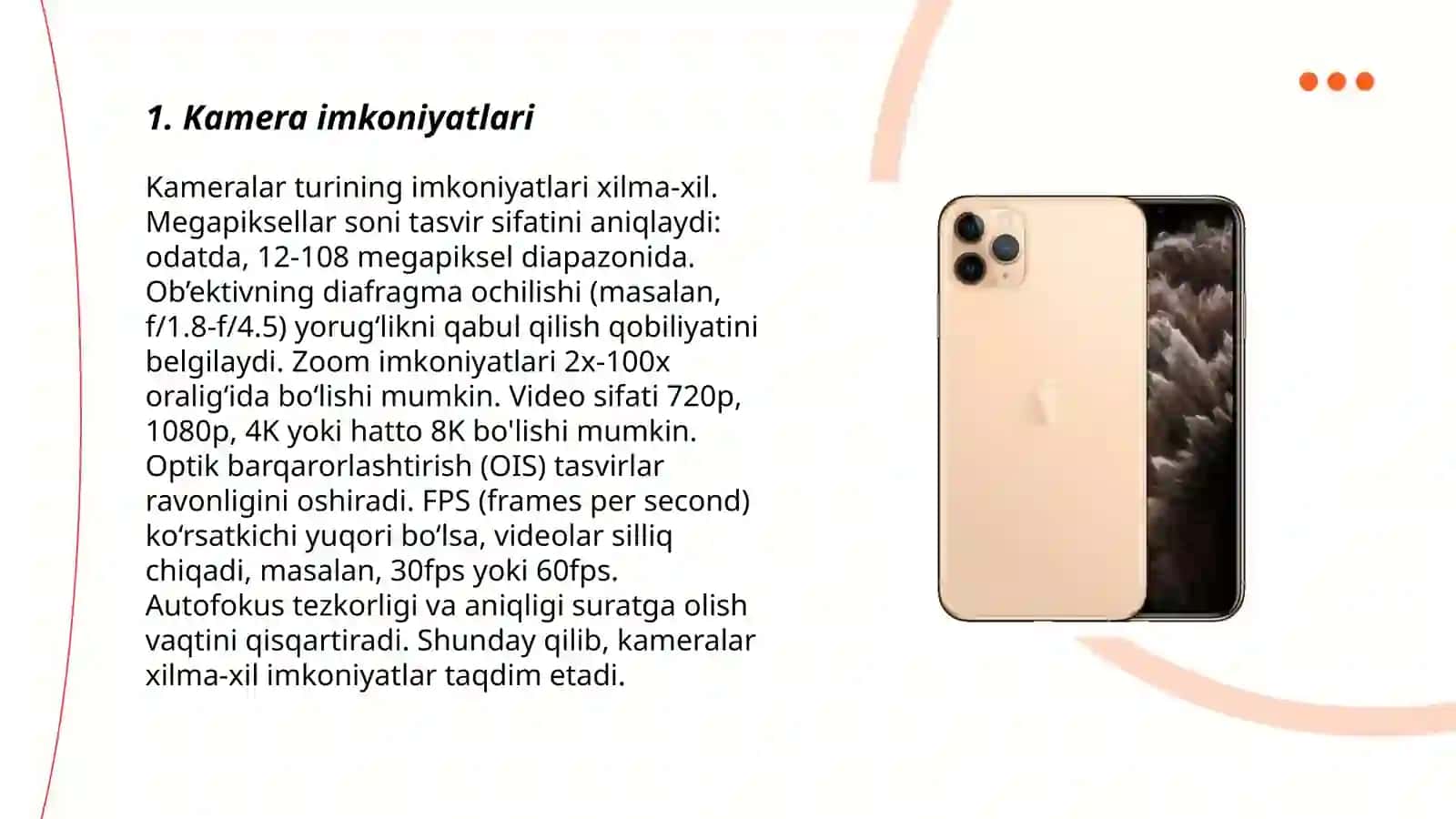 Kamera imkoniyatlari 3