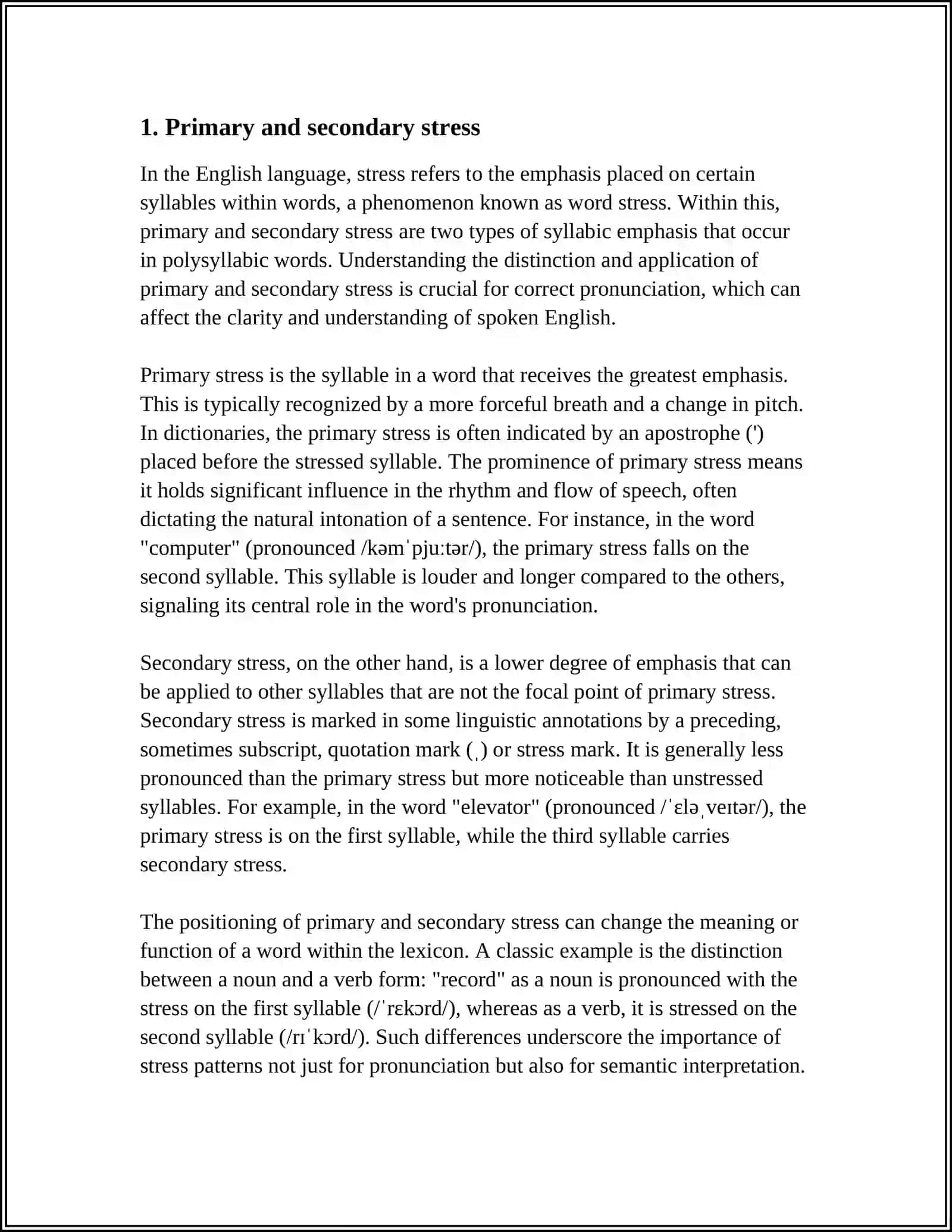ACCENT. WORD STRESS 3