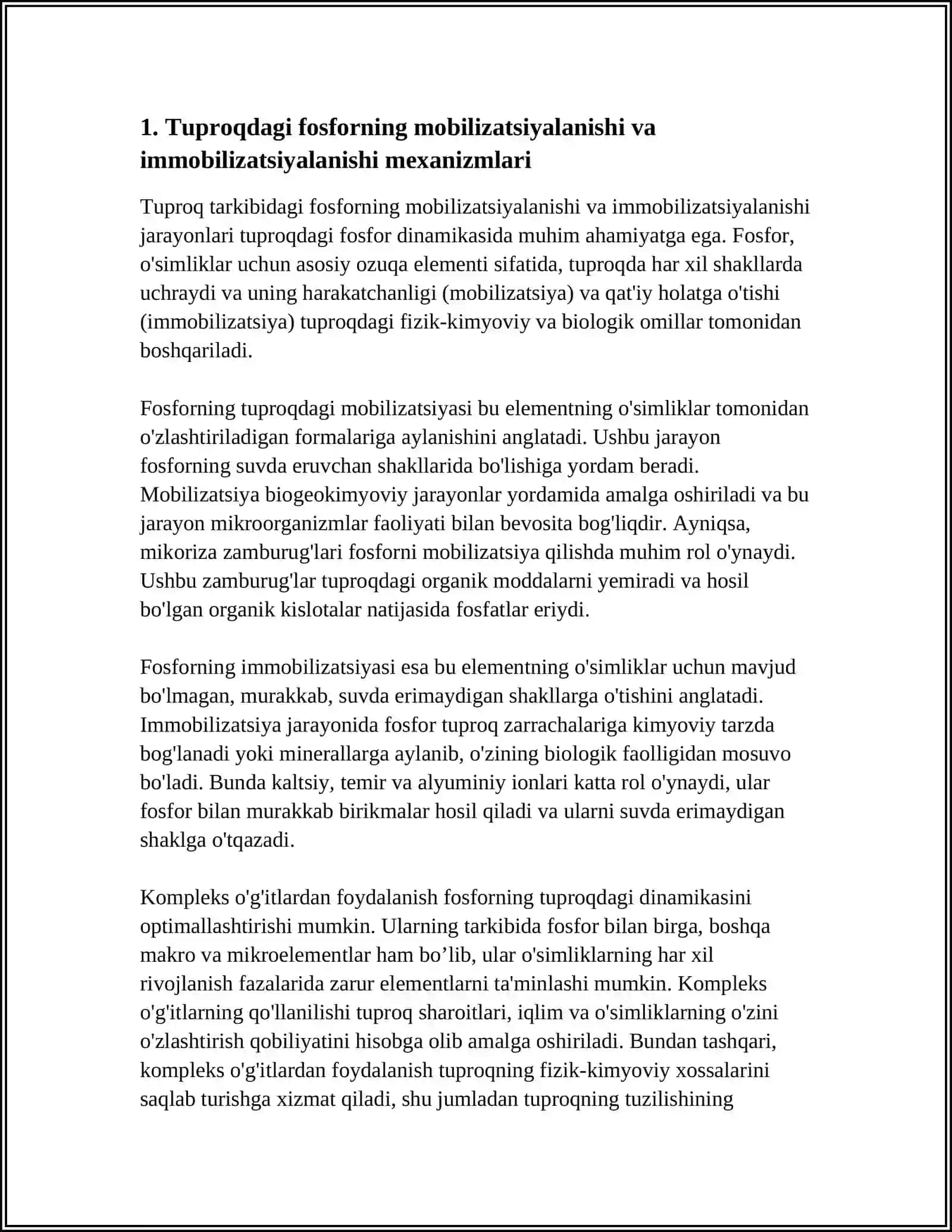 Fosforning mobilizatsiyalanishi va immobilizatsiyasi 3