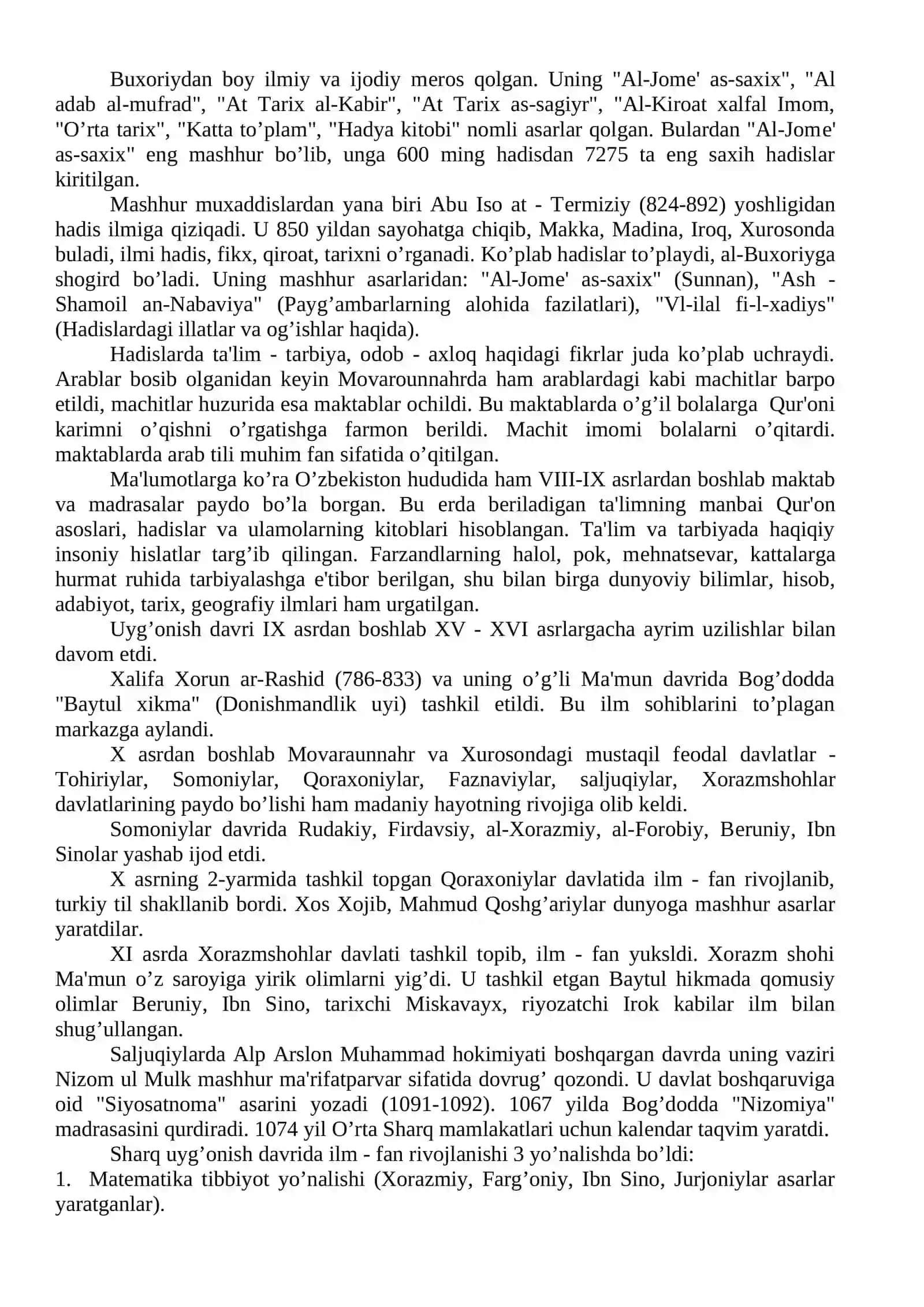 VII ASRDAN XIV ASRGACHA MARKAZIY OSIYODA TA'LIM - TARBIYA VA PЕDAGOGIK FIKR TARAQQIYOTI 3