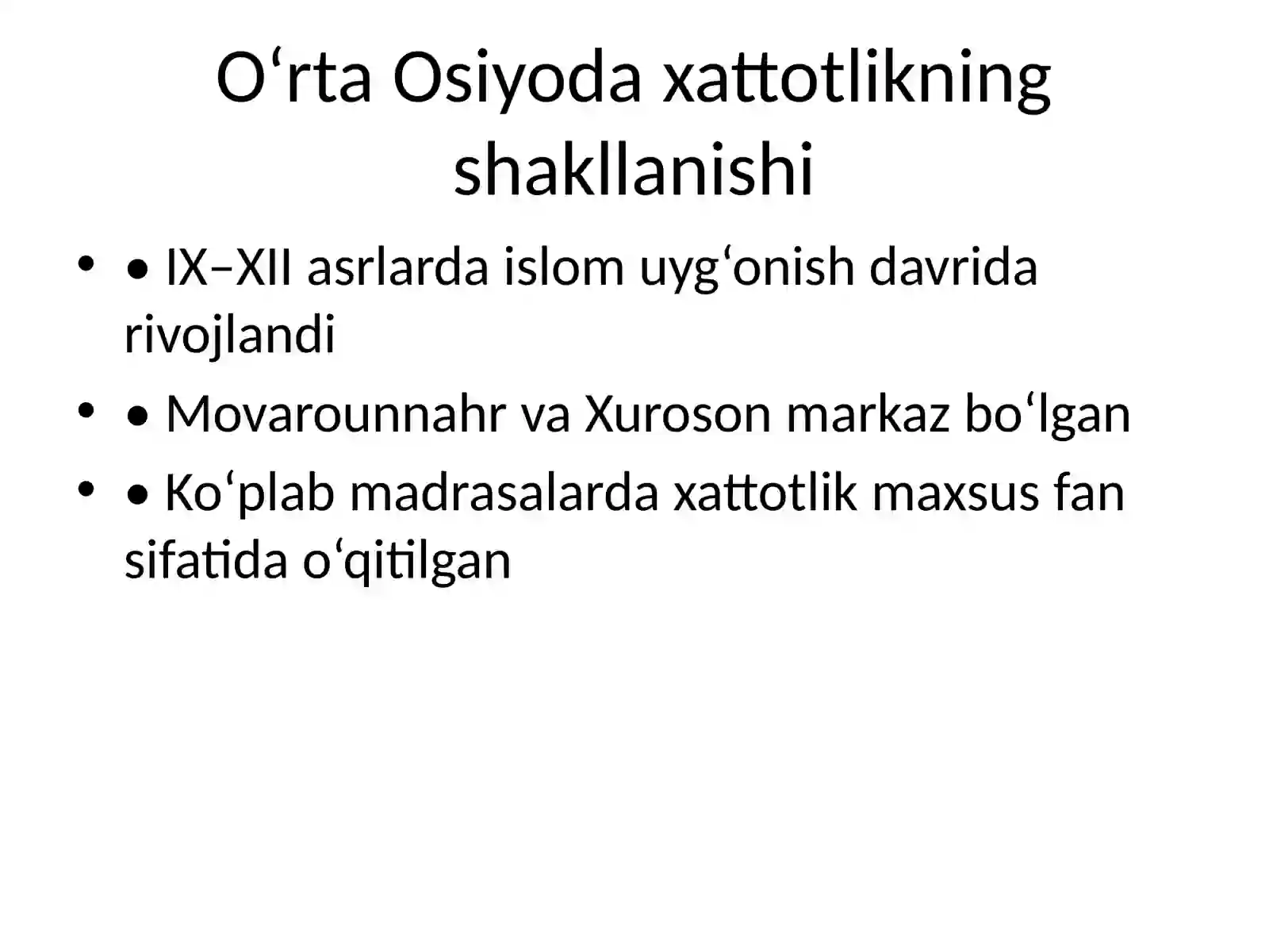O‘rta Osiyoda Xattotlik San’ati 3