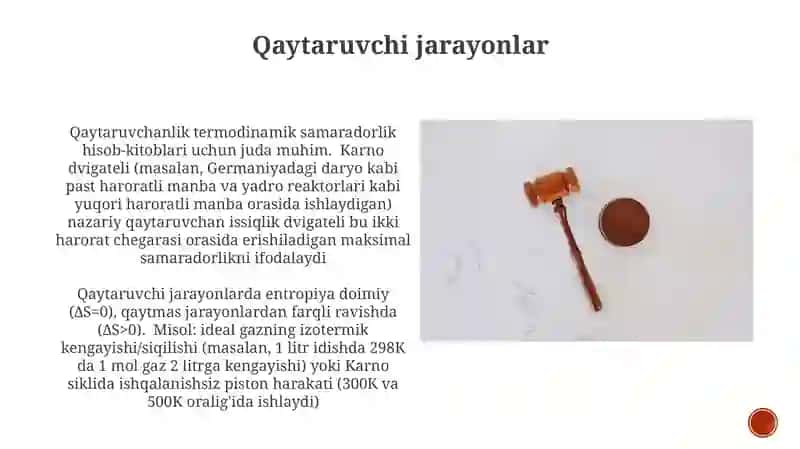 Qaytariluvchi jarayonlar va Entropiya 3
