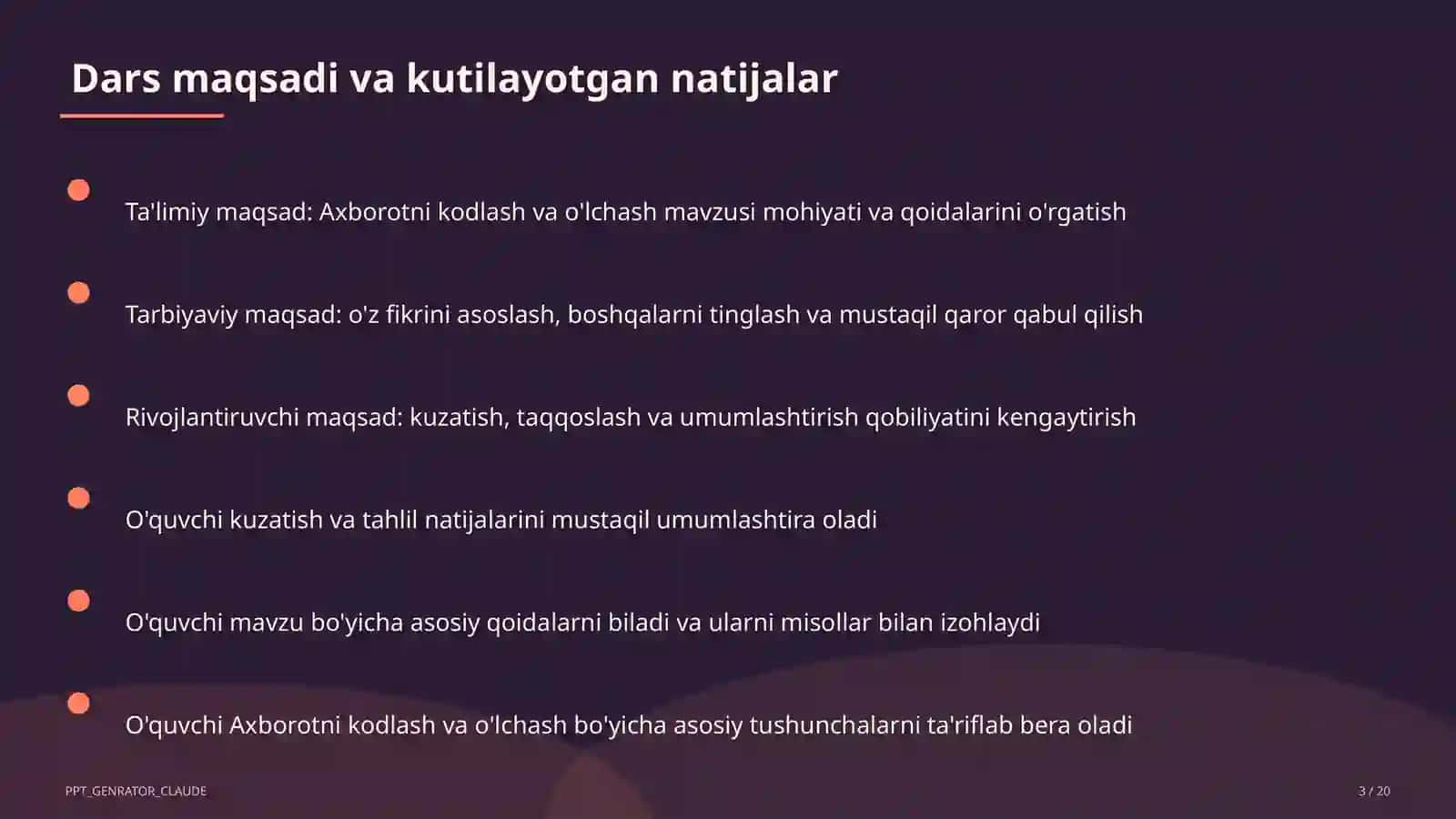 Axborotni kodlash va o'lchash (7-sinf) 3