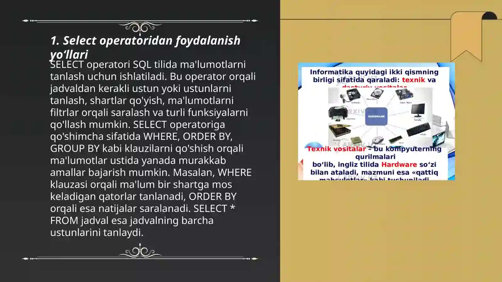 Standard funksiyalardan foydalanib soʻrovlar yaratish 3