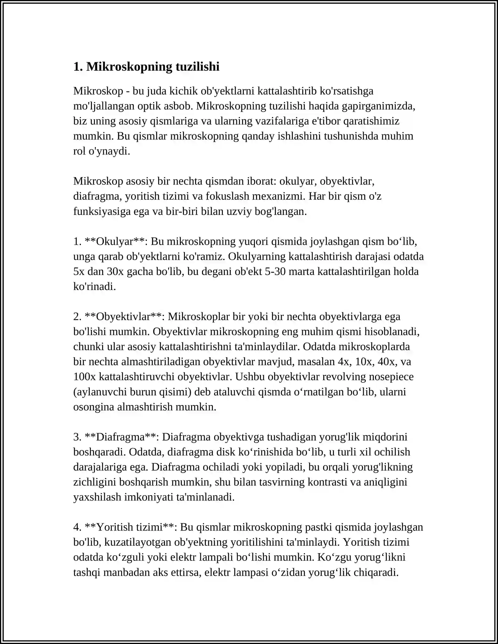 Mikroskop bilan ishlash va qoidalar 3