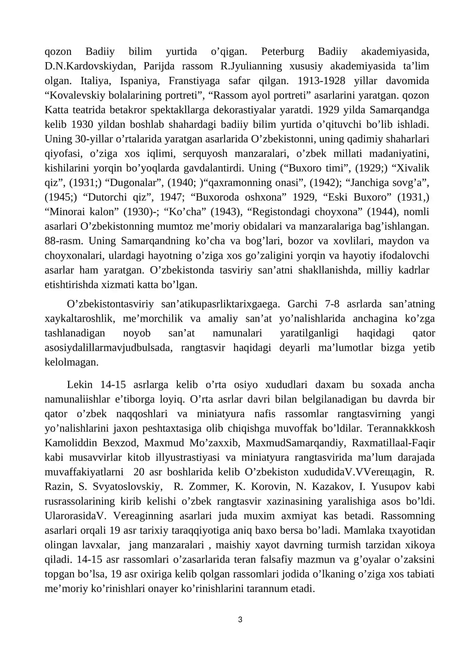 Pavel Benkov ijodi haqida. Mustaqil ish 3