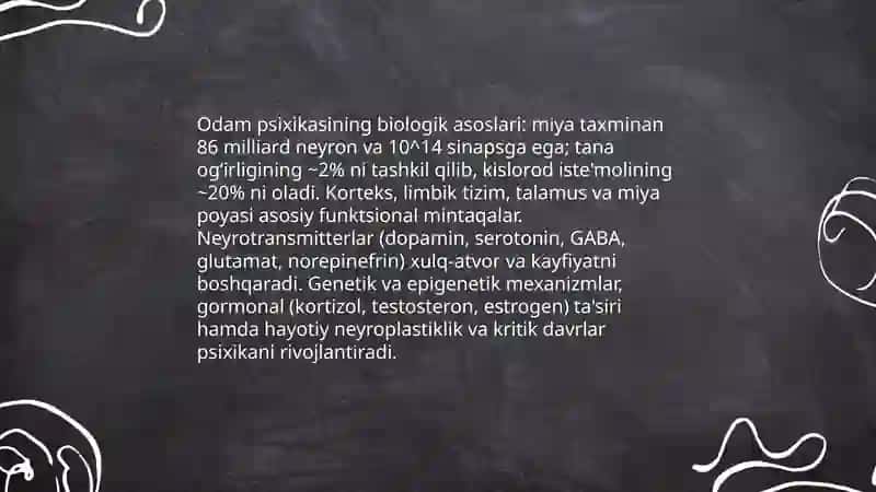 Odam psixikasining paydo bo‘lishi va taraqqiyoti. Ong turlarining psixologik tavsifi. 3