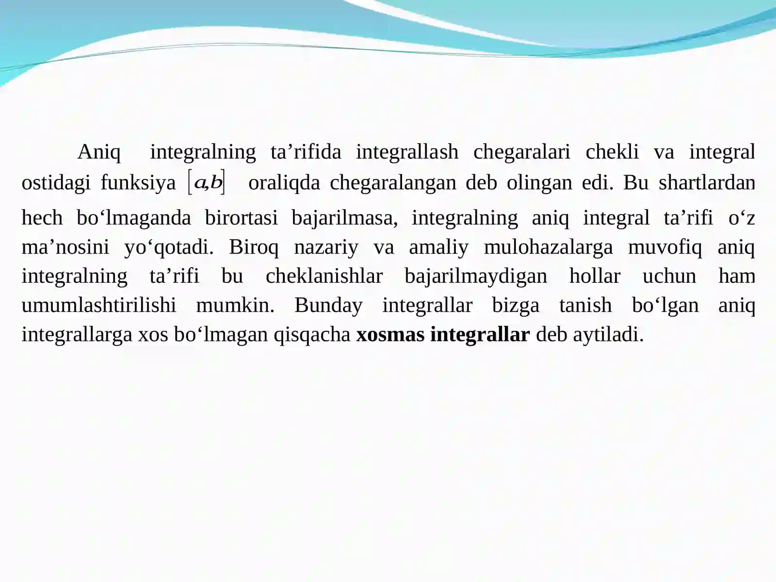 Xosmas integrallar 3