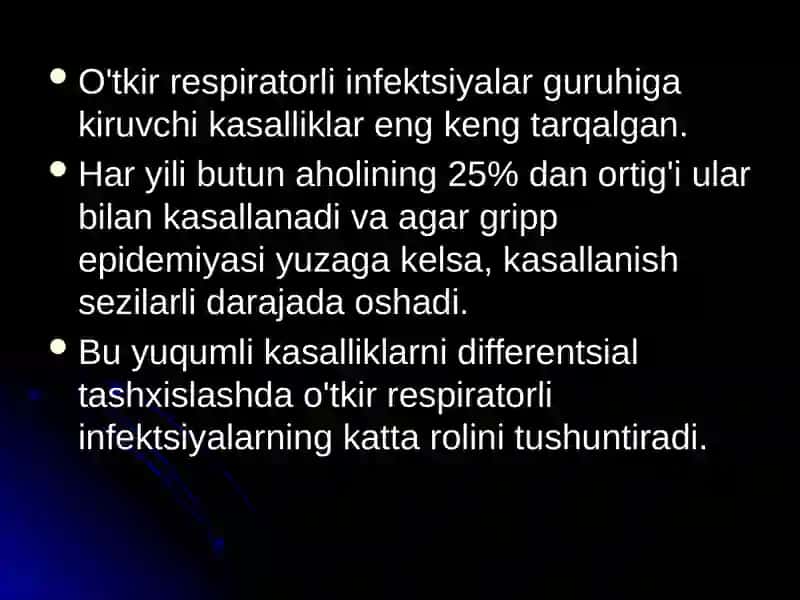 Havo tomchi yo’li bilan yuqadigan infeksiyalaring tayanch tashxisot belgilari 3