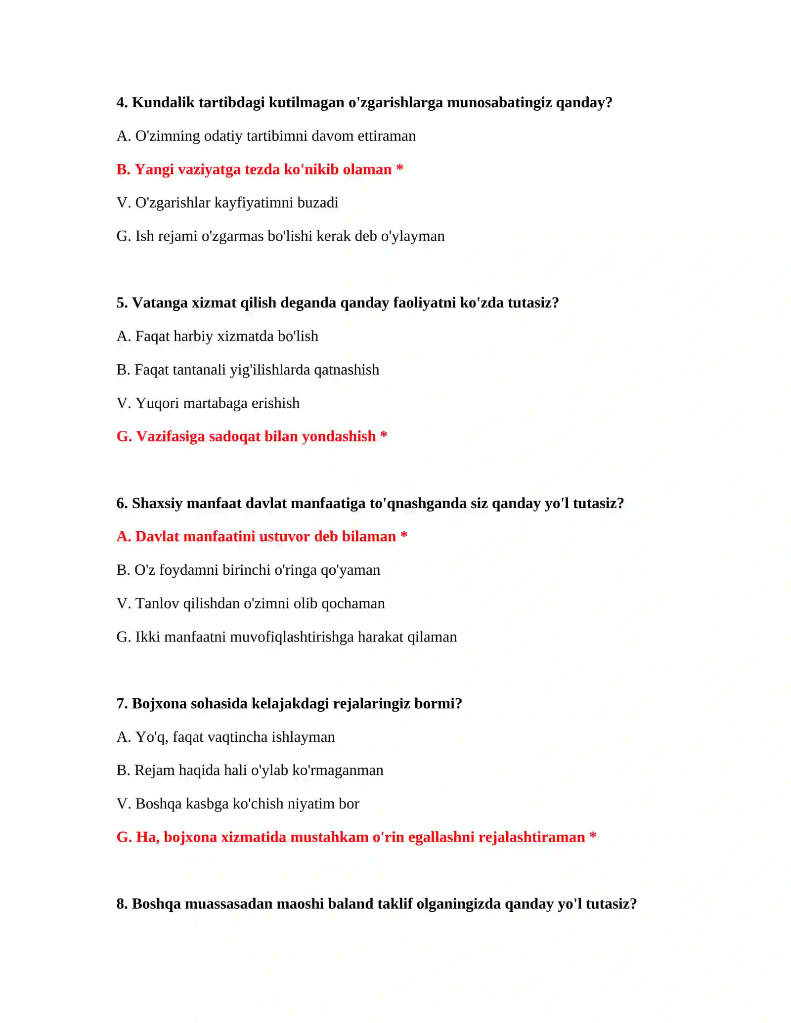 Bojxona testlar bazasi 3
