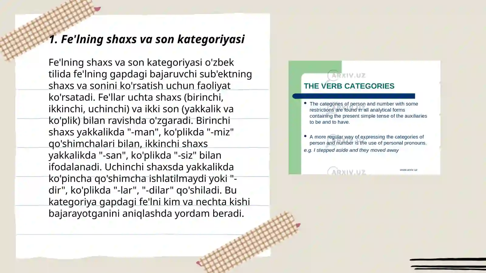 Fe'l so'z turkumining grammatik kategoriyalari 3