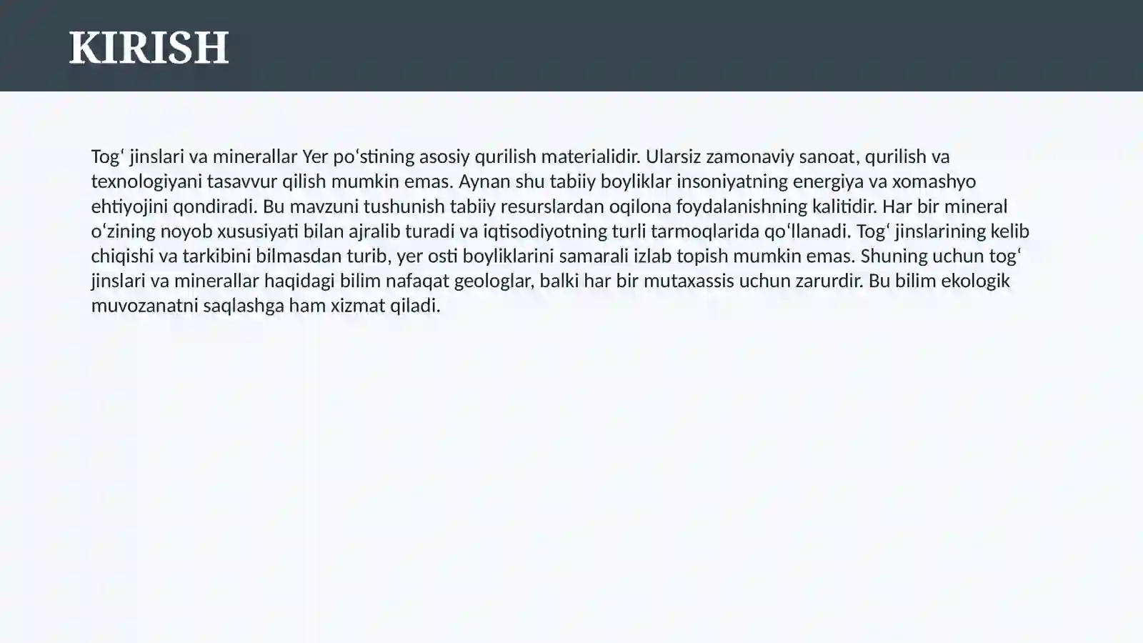 TOG’ JINSLARI VA MINERALLAR HAQIDA UMUMIY MA’LUMOT 3
