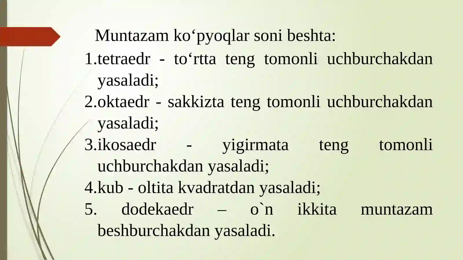 Sirtlarning tekislik bilankesishuvi 3