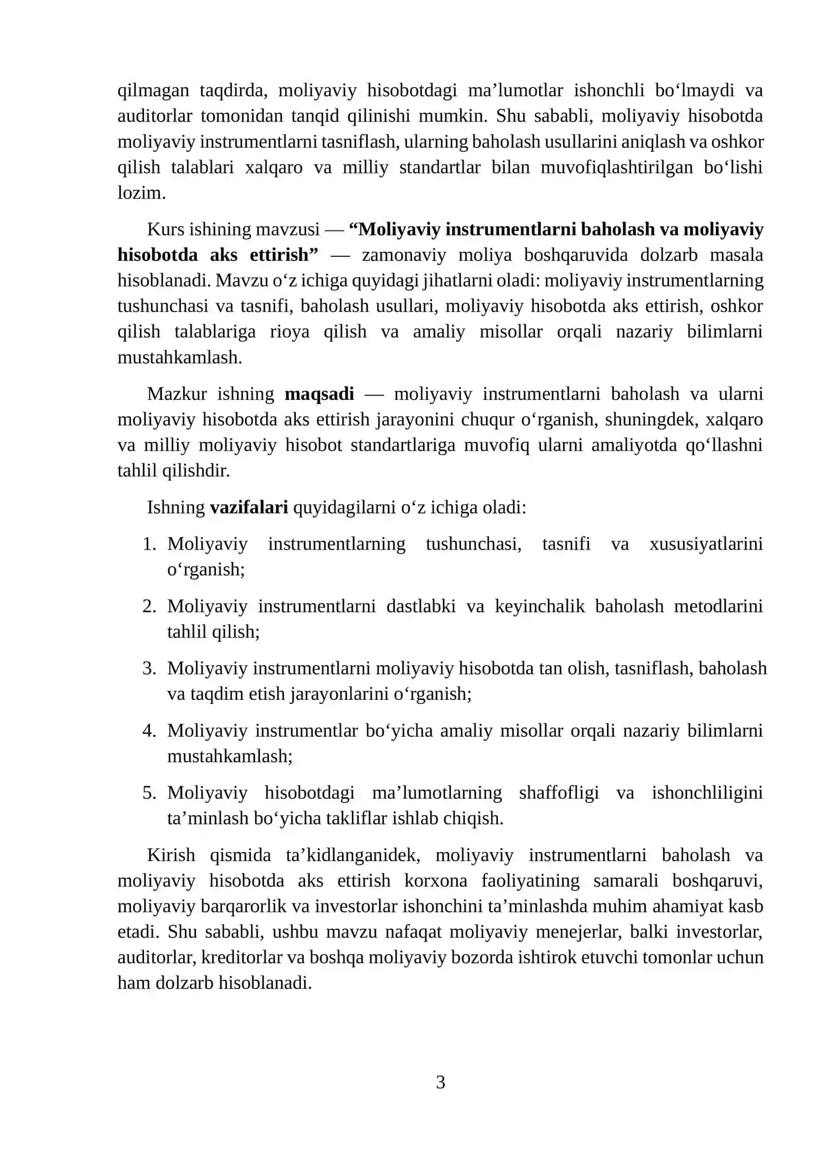 Moliyaviy instrumentlarni baholash va moliyaviy hisobotda aks ettirish 3