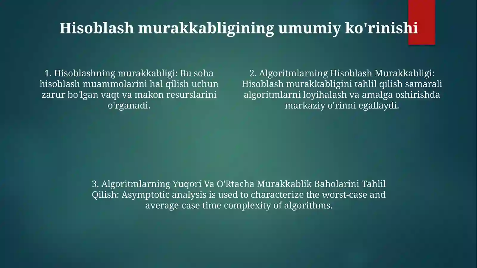 Algoritmlarning Hisoblash Murakkabligi 3