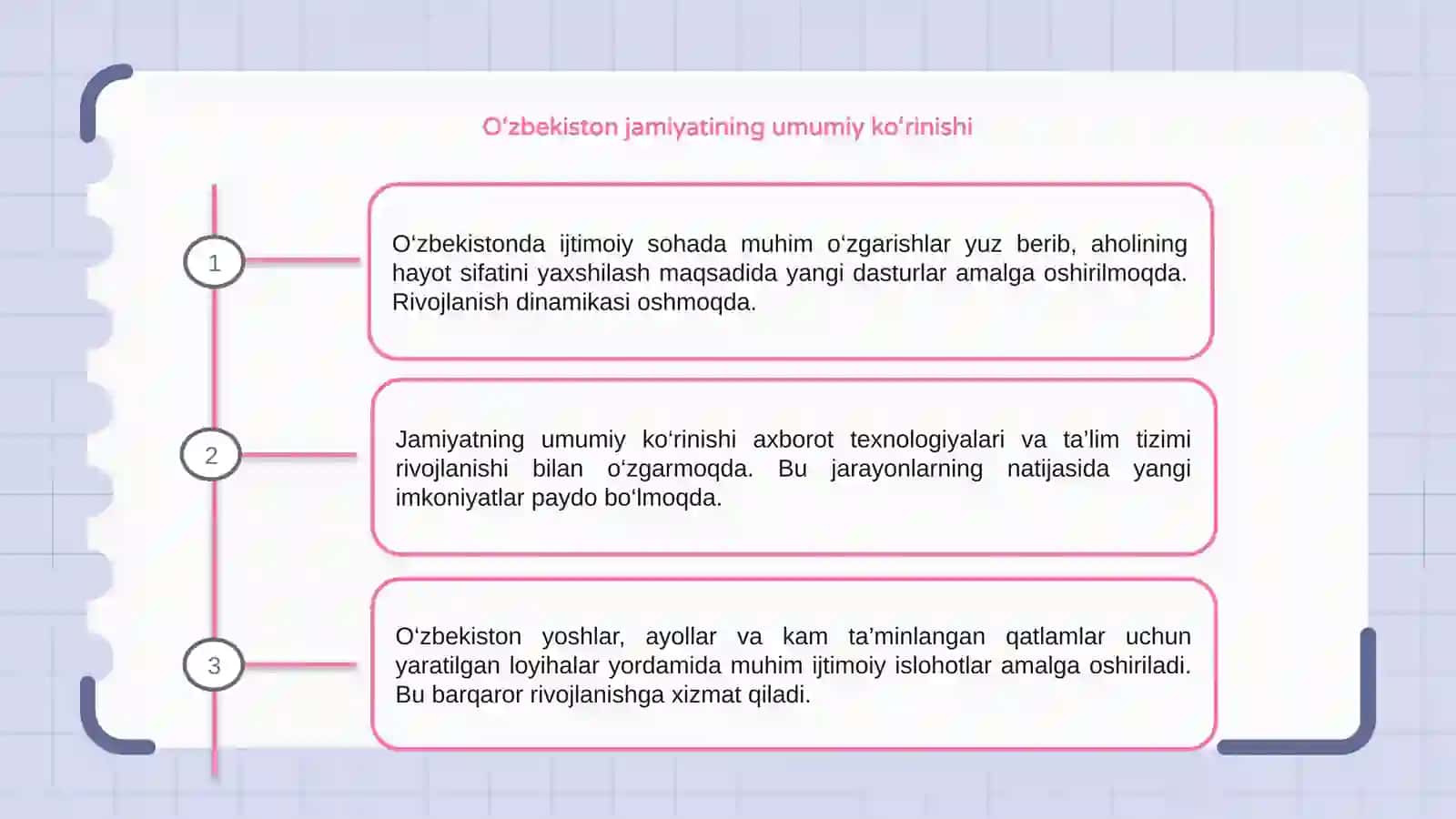 O'zbekistonda ijtimoiy sohada amalga oshirilayotgan o'zgarishlar mazmun va mohiyati 3