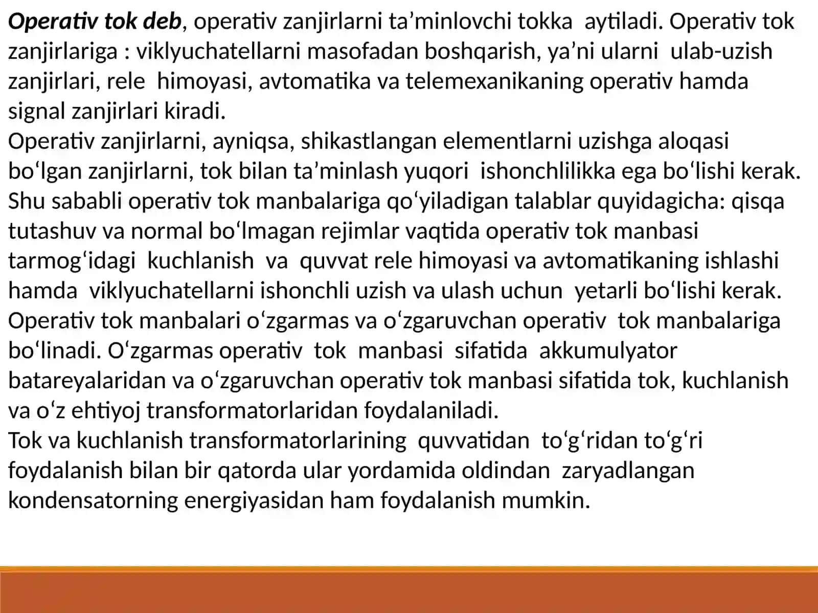 9-MA’RUZA: Operativ tok manbalari, tok va kuchlanish transformatorlari hamda ularning ulanish sxemalari 3