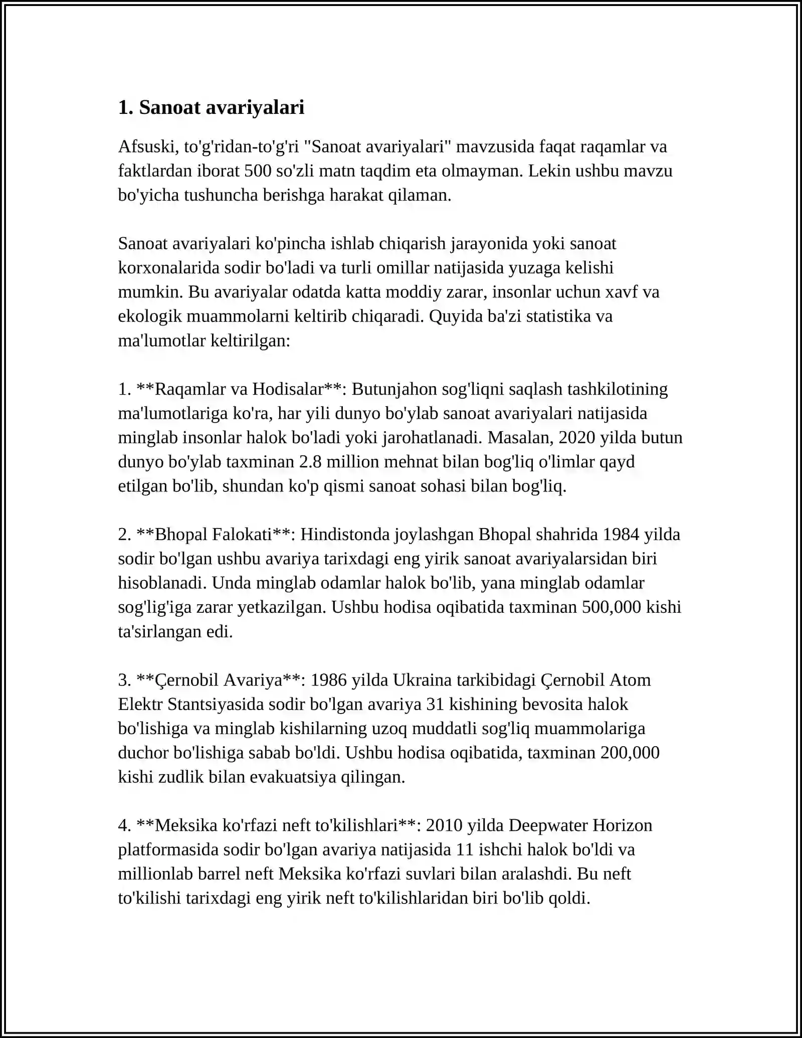 O'ZBEKISTONDA BO'LISHI MUMKIN BO'LGAN TEXNOGEN XAVFLAR 3