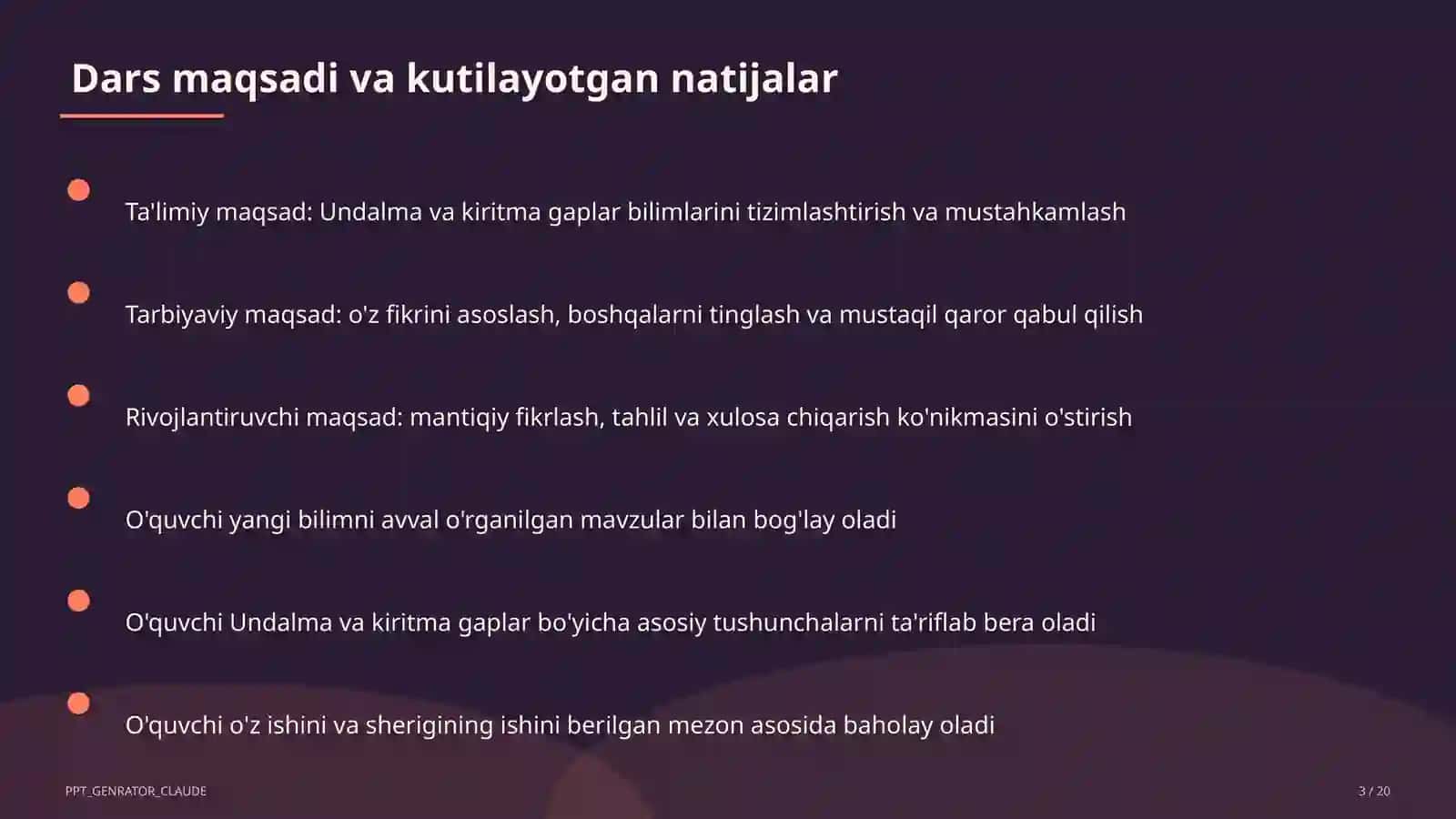 Undalma va kiritma gaplar (8-sinf) 3