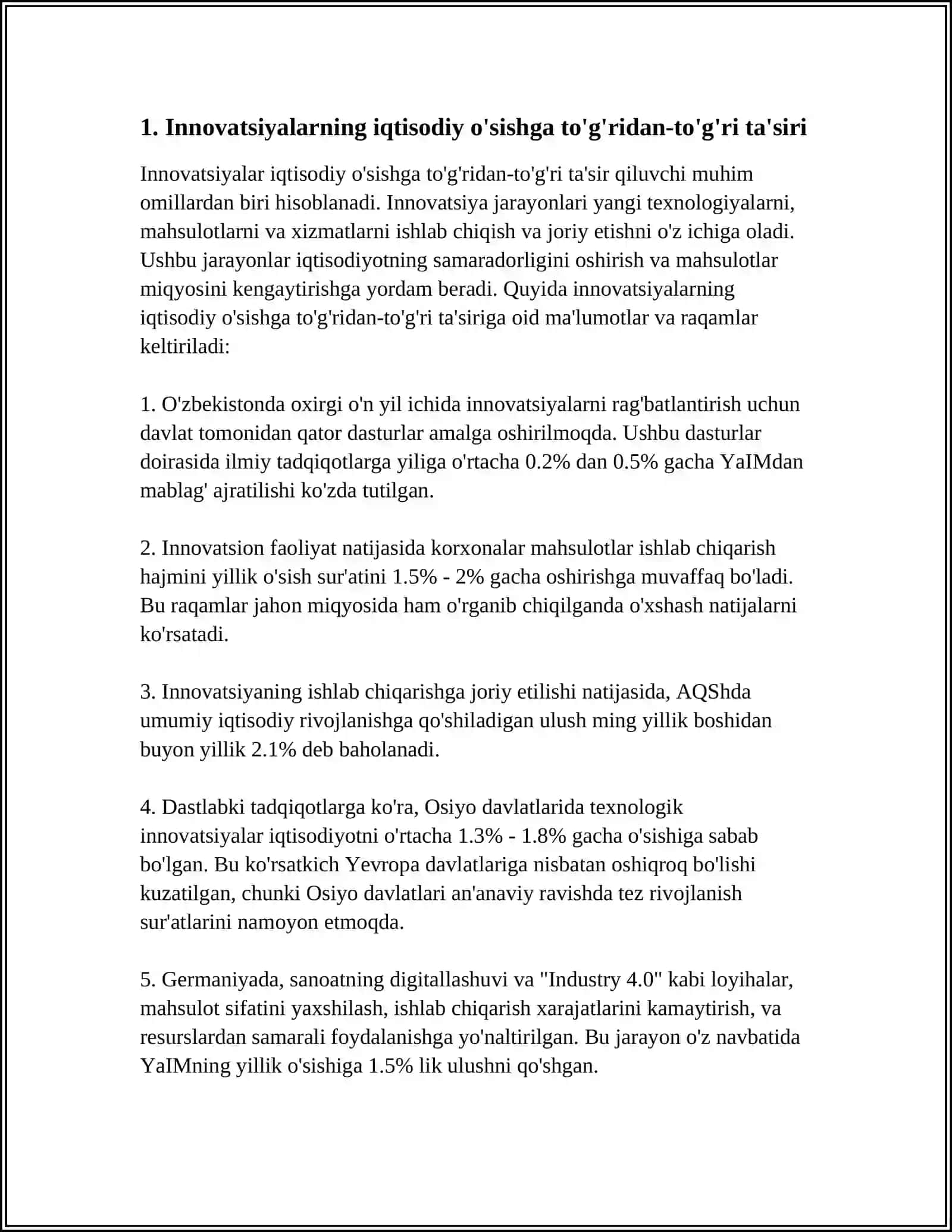 IQTISODIY OʻSISHDA INAVATSIYLARNING XUSUSIYATLARI 3