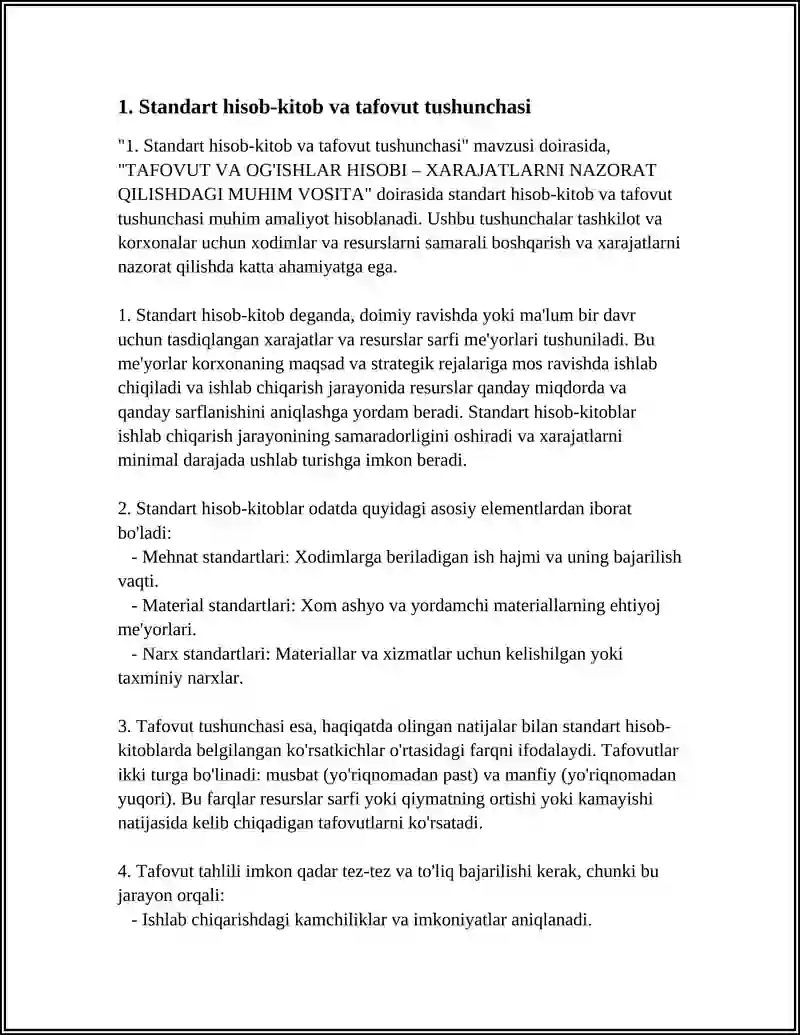 TAFOVUT VA OG'ISHLAR HISOBI – XARAJATLARNI NAZORAT QILISHDAGI MUHIM VOSITA 3