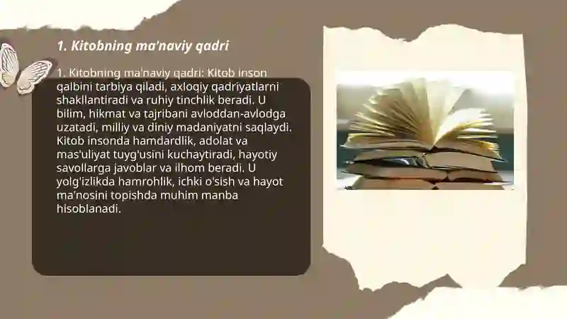 Kitobning ma'naviy qadri 3