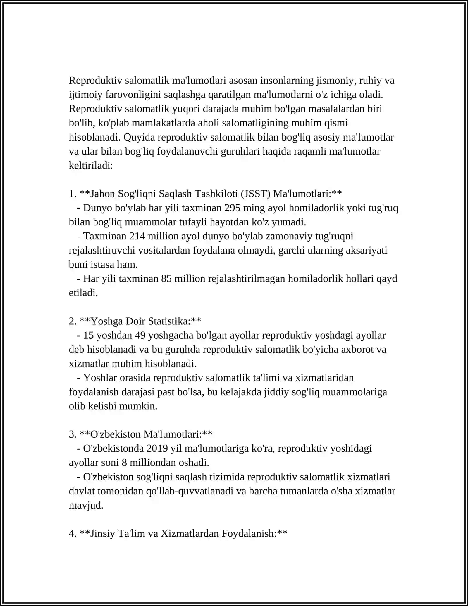 OILANI REJALASHTIRISH.REPRODUKTIV SALOMATLIK SIFATINI BELGILOVCHI OMILLAR 3