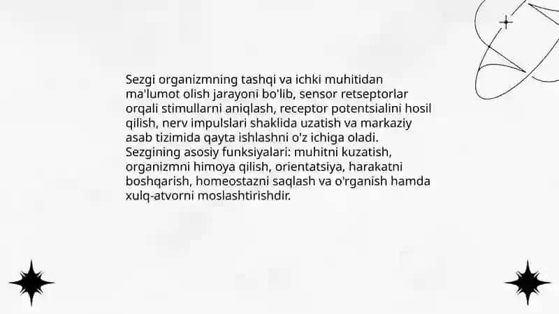 Sezgilar haqida umumiy tushuncha va uning nerv fizialogik asoslari 3