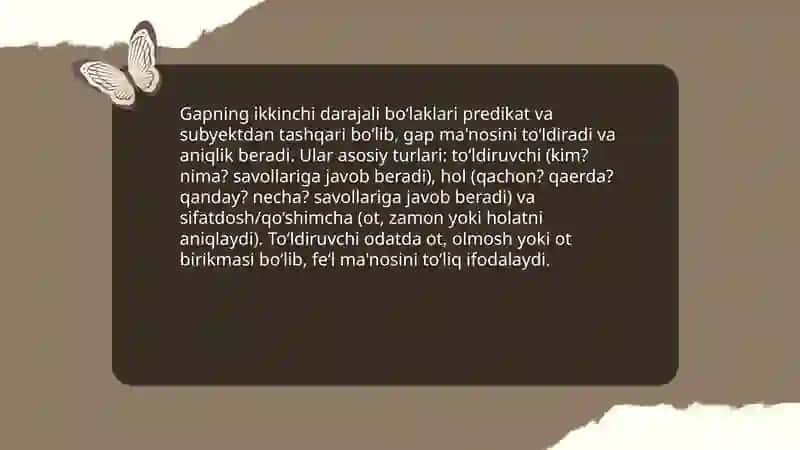 Gapning ikkinchi darajali bolaklari haqida ma'lumot 3