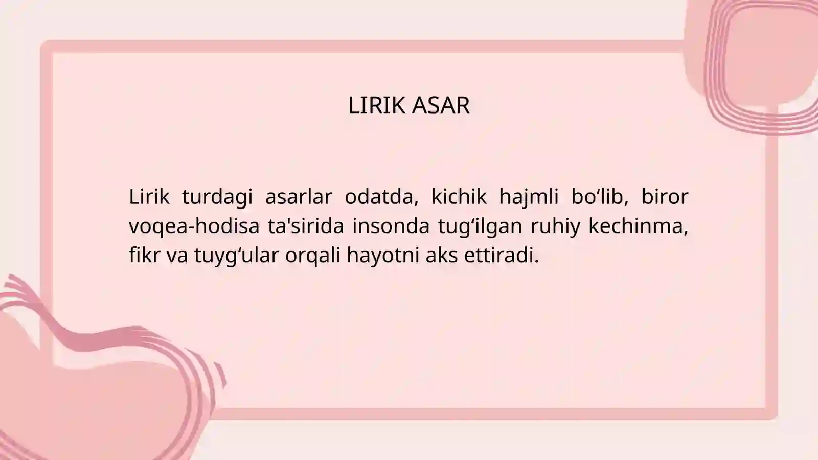 LIRIK TURDAGI ASARLARNI IFODALI O‘QISH. BARMOQ VAZNIDAGI SHE'RLARNI O‘QISH 3