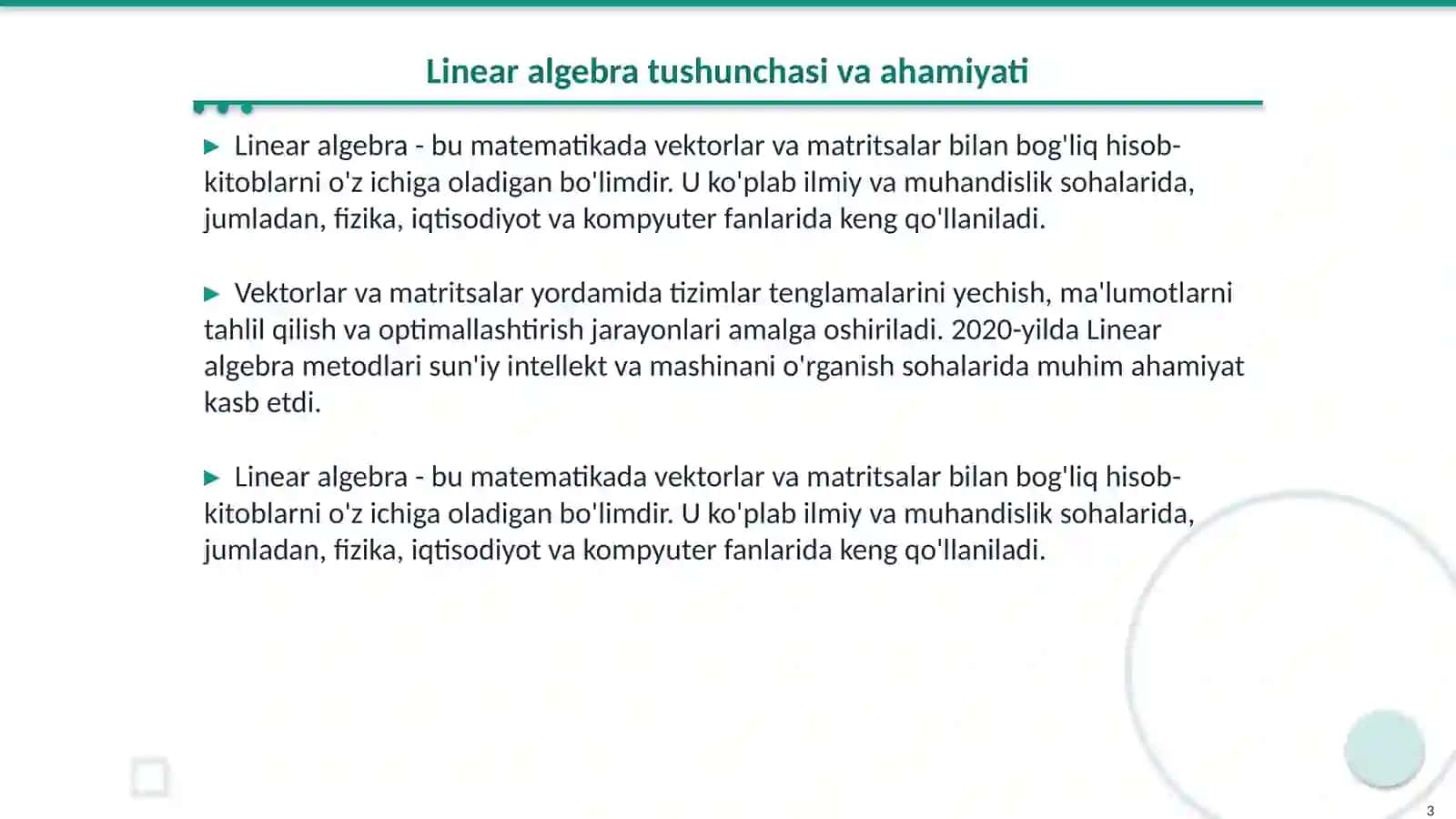 Pythonda LinearAlgebra modulidan foydalanish 3